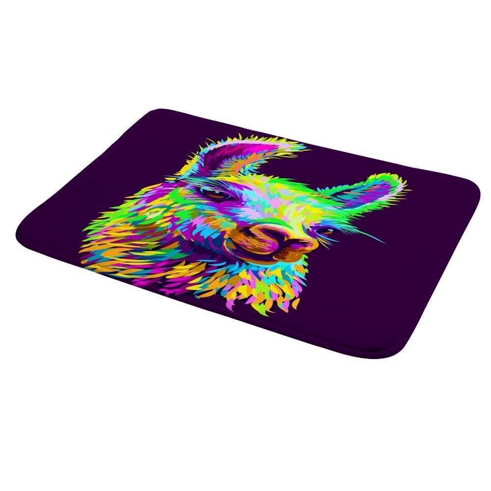 Non-Slip Llama Print Bathroom Rug - Soft Coral Fleece Shower Mat with Abstract Design, Absorbent & Cozy for Bath Tub, Indoor/Outdoor Use - Perfect for Bathrooms, Showers, and Entryways