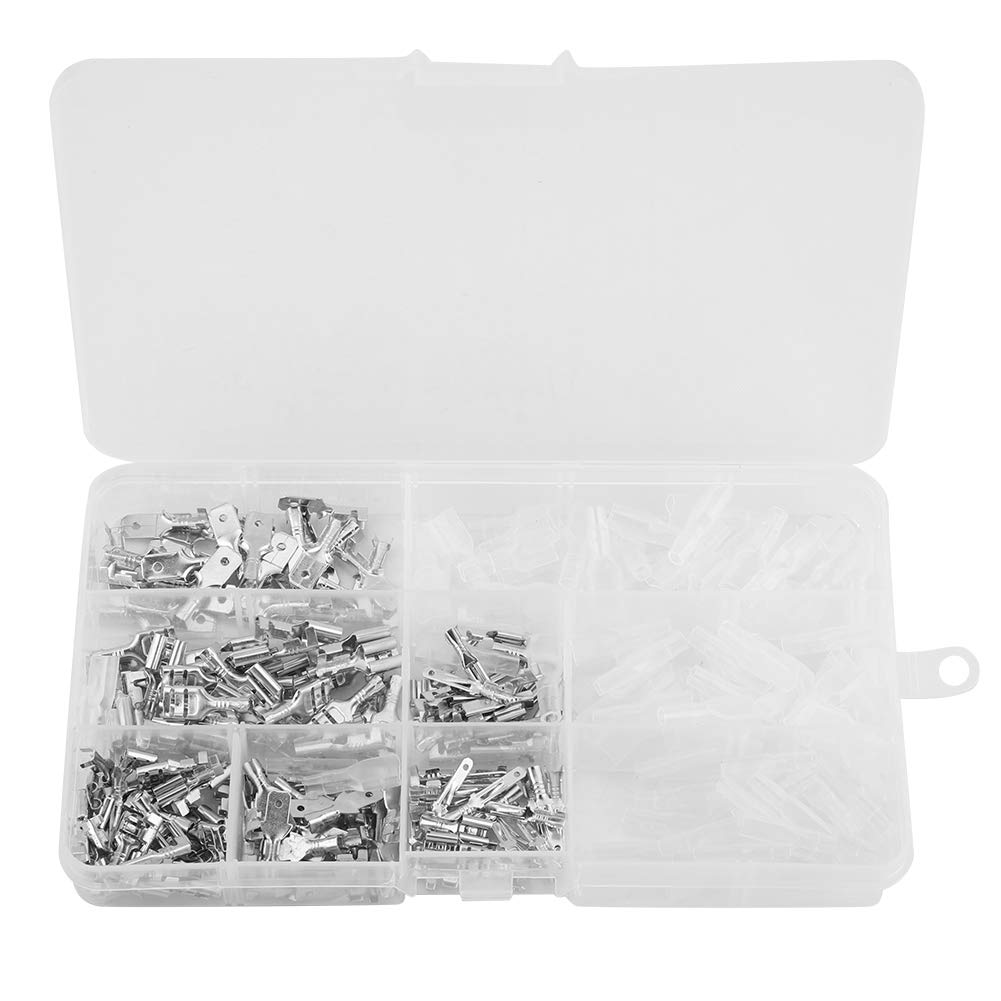 270Pcs Spade Connectors Kit - Male & Female Wire Crimp Terminals 2.8mm/4.8mm/6.3mm for Automotive, Home Appliances & DIY Electrical Projects