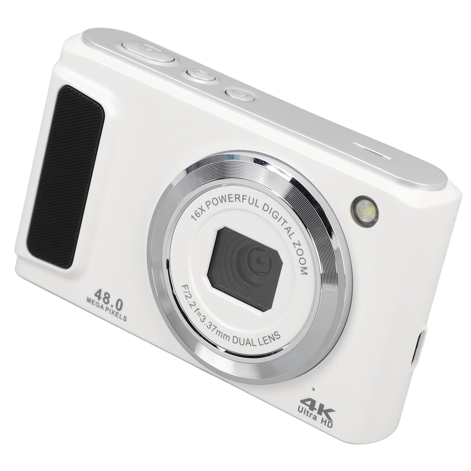 48MP Vlog Camera with 4K UHD Video & Image Stabilization - Compact Digital Camera for YouTube, Travel Vlogging & Content Creation (White)
