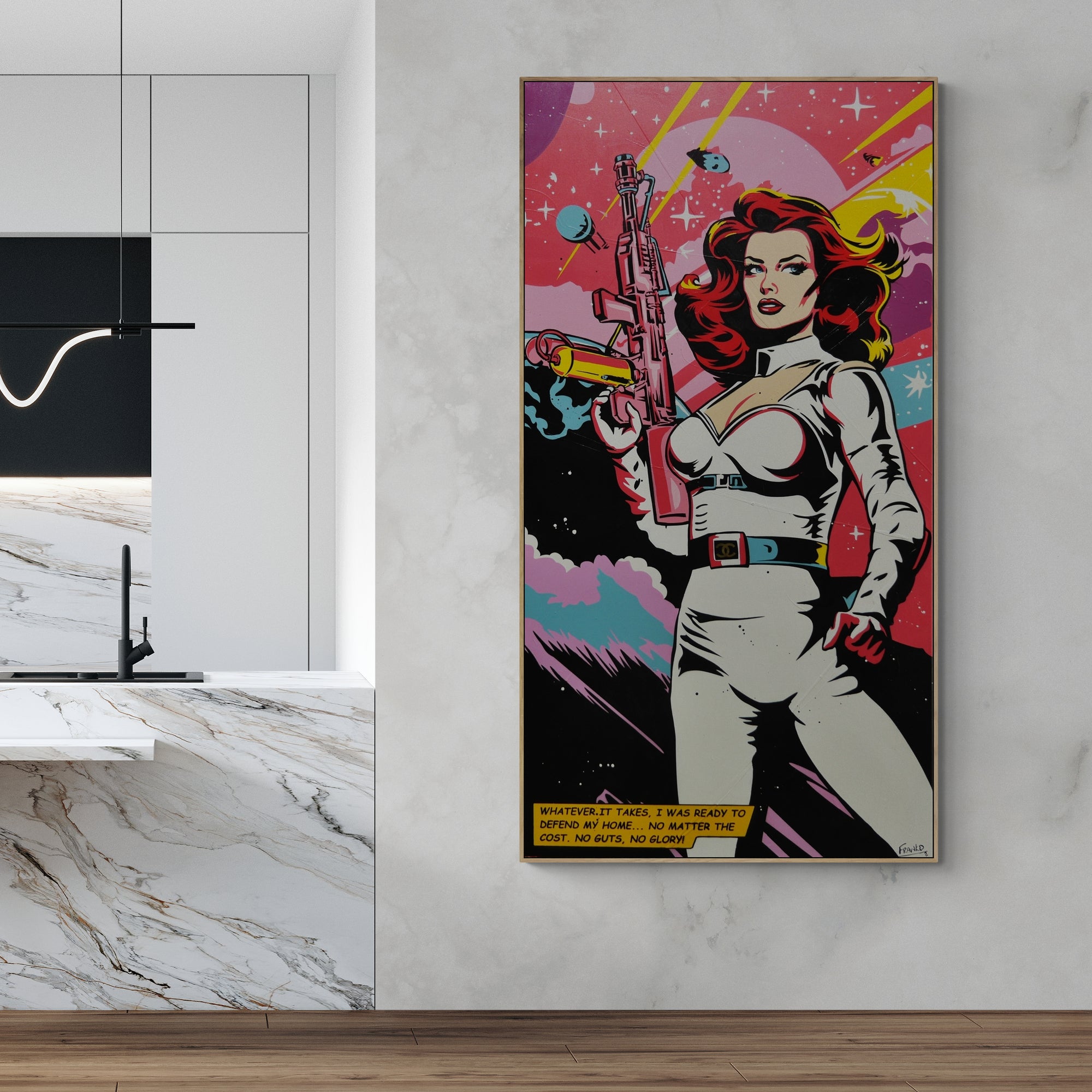 Interstellar Diva 190cm x 100cm Textured Space Ranger Classic Pop Art Canvas Wall Painting - Perfect for Living Room Decor, Bedroom Art & Modern Office Wall Decor