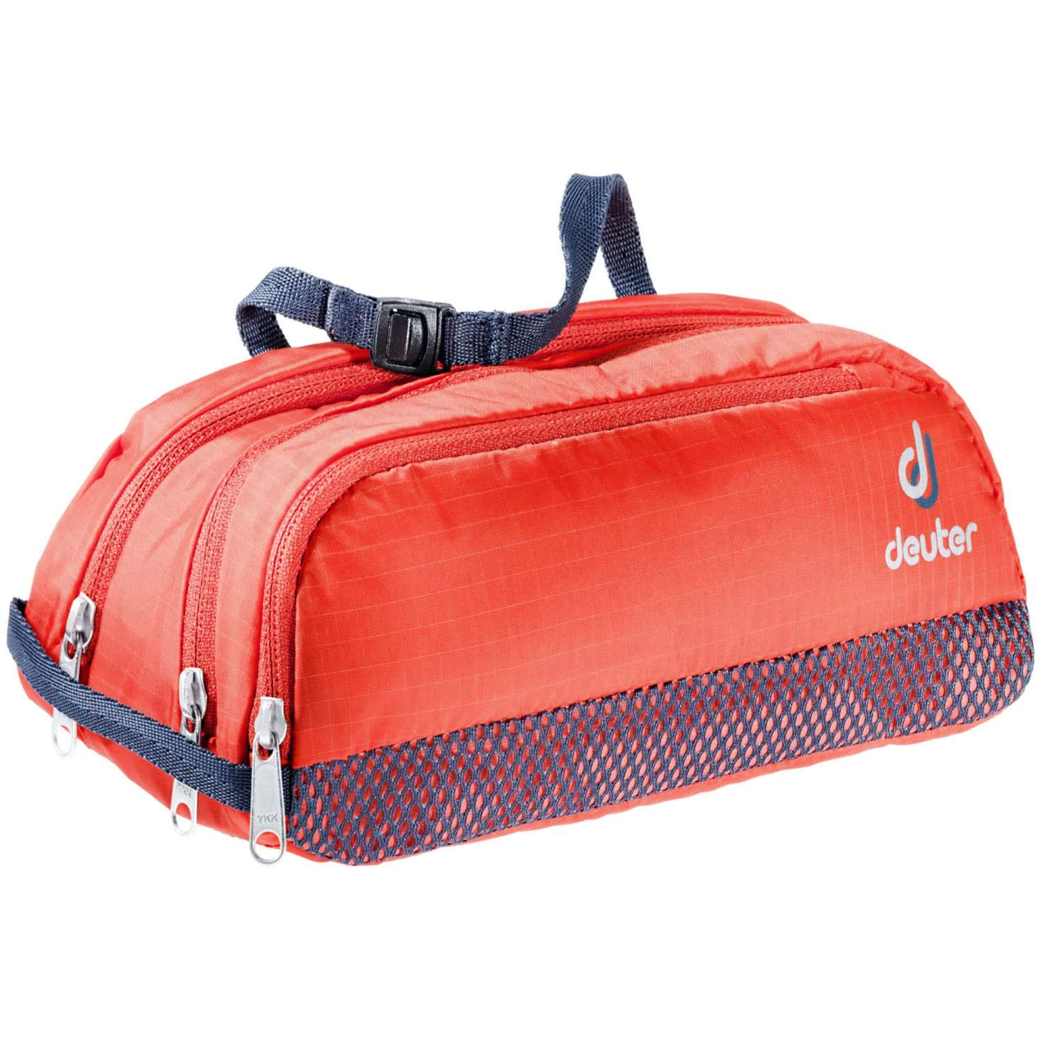Deuter Wash Bag Tour II - Lightweight, Compact & Durable Travel Laundry Bag for Camping, Hiking, Biking & Backpacking - Water-Resistant & Odor-Resistant - Perfect for Outdoor Adventures & Gym Use - Papaya/Navy