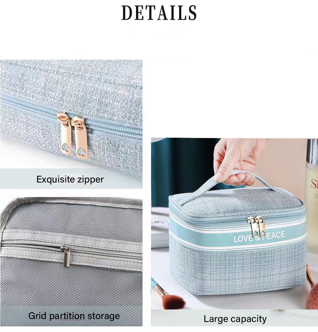 Large Makeup Bag Organizer for Women - Travel Cosmetic Case with Zipper & Handle, Spacious Pink Toiletry Bag for Makeup Brushes, Skincare Essentials - Perfect for Vacation, Gym, Work & Daily Organization