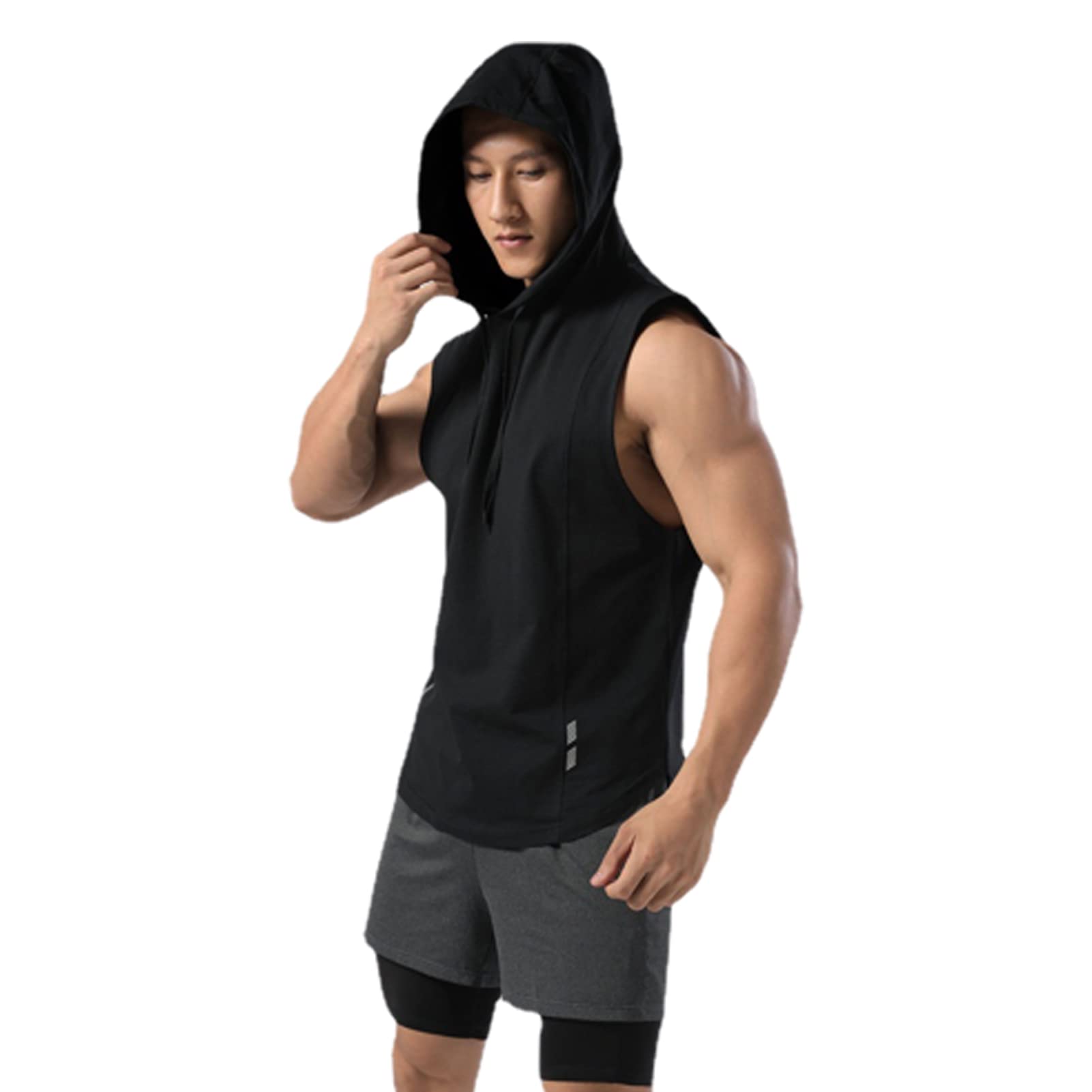 Men's Sleeveless Hoodie Muscle Shirt - Summer Gym Workout Tee & Slim Fit Athletic Hooded Top for Running, Fitness & Streetwear
