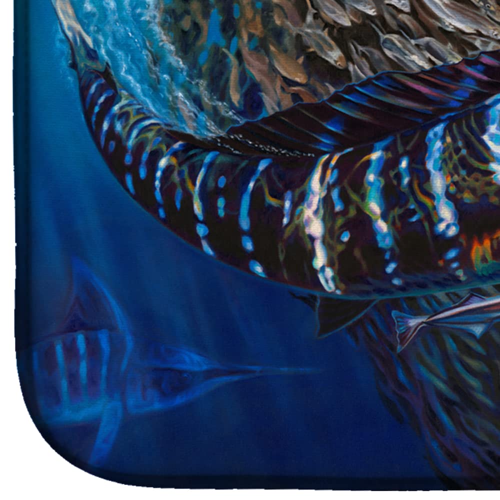 Striped Marlin Dish Drying Mat - Absorbent Kitchen Counter Mat for Dishes | 14 x 21 Inch Multicolor Non-Slip Drainer Pad | Perfect for Countertop Protection & Utensil Drying