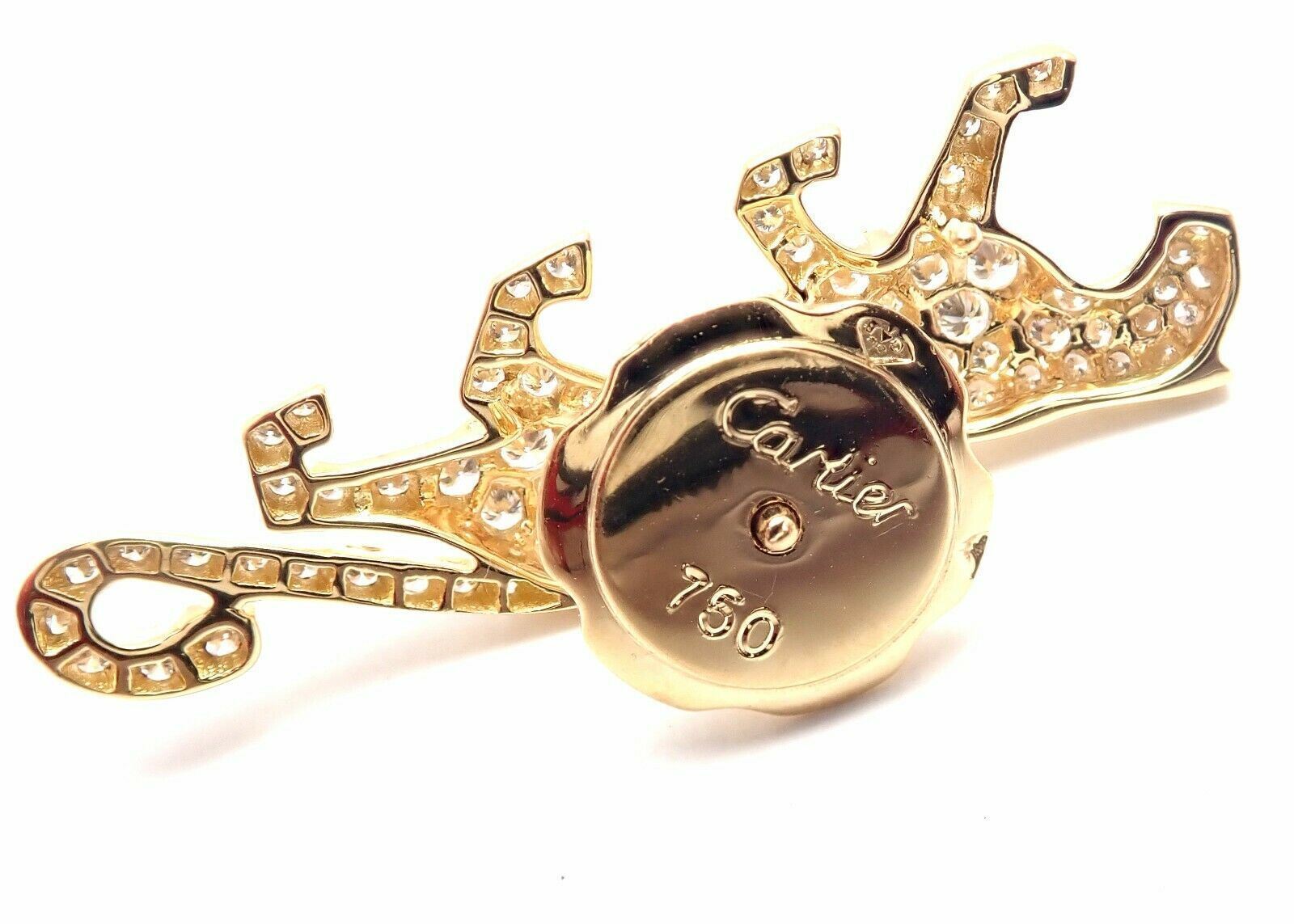 Authentic Cartier Panther Panthere 18K Yellow Gold Diamond Tie Lapel Brooch Pin - Luxury Jewelry Gift for Women, Perfect for Weddings & Formal Events