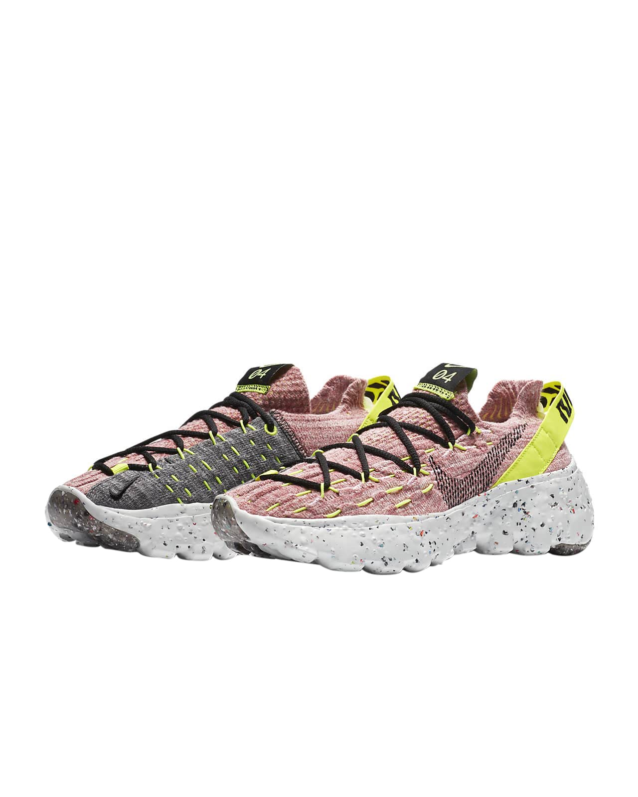 Nike Women's Space Hippie 04 Sneakers - Lemon Venom/Black/Light Arctic Pink (CD3476-700) - Size 5.5 | Eco-Friendly Running Shoes for Women | Perfect for Casual Wear, Gym & Outdoor Activities