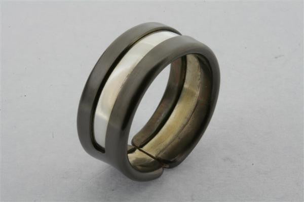 Titanium and Sterling Silver Line Ring for Men & Women - Durable & Hypoallergenic Jewelry for Everyday Wear, Wedding, or Gift