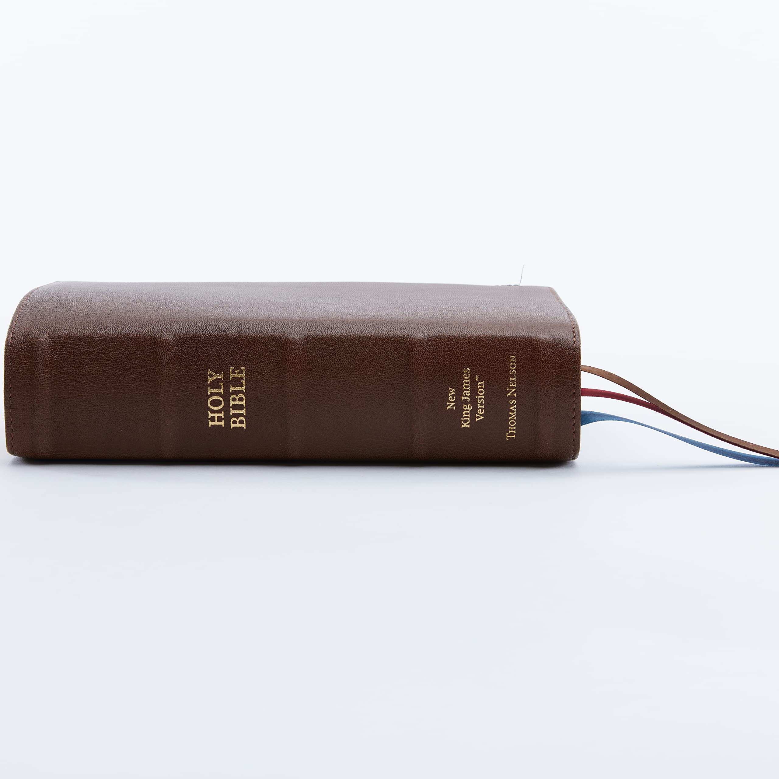 Premium NKJV Single-Column Reference Bible in Luxurious Goatskin Leather - Brown Premier Collection with Comfort Print | New King James Version Holy Bible for Worship, Study & Gift Giving