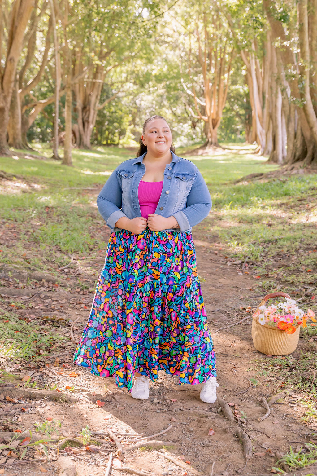 Kasey Rainbow African Print Carrie Skirt - Stylish Floral Midi Skirt for Women, Perfect for Summer Outfits, Beach Vacations & Boho Fashion