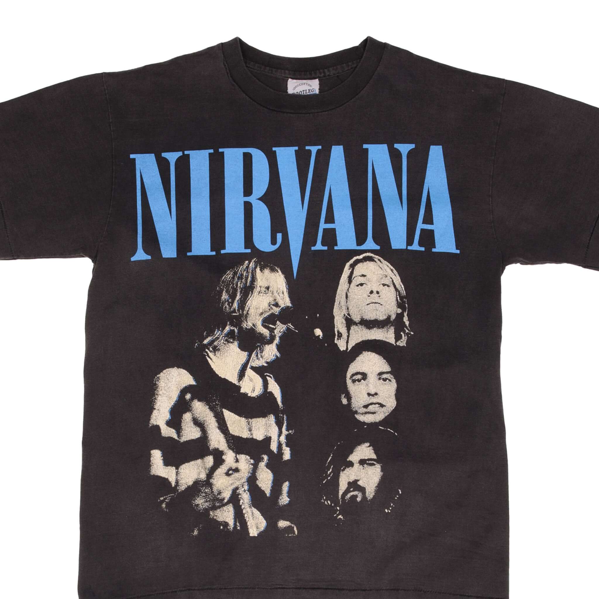 Vintage Bootleg Nirvana T-Shirt - Size Large, Single Stitch - 90s Grunge Band Tee for Concerts & Casual Wear