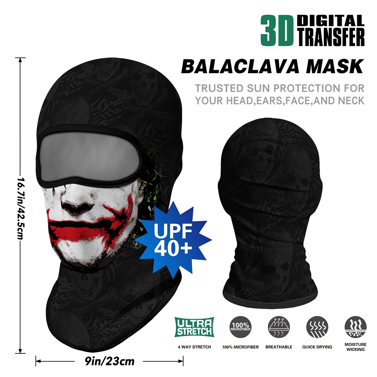 Venswell 3D Balaclava Ski Mask - Cool Skull Animal Full Face Mask for Cycling, Motorcycle, Halloween & Outdoor Sports - Winter Sports Gear for Skiing, Snowboarding & Cold Weather Protection