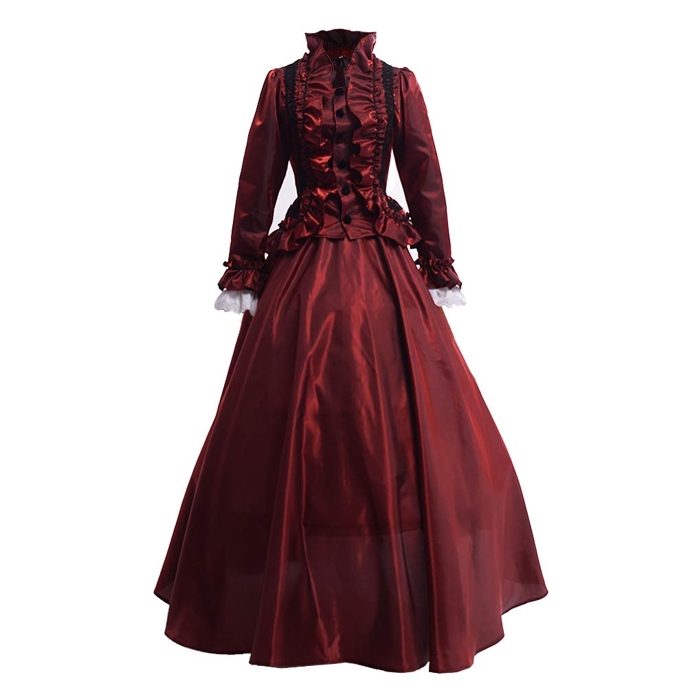 GRACEART Women's Medieval Victorian Fancy Dress with Crinoline - Elegant Palace Royal Masquerade Vintage Costume for Renaissance Fair, Halloween Party & Cosplay Events