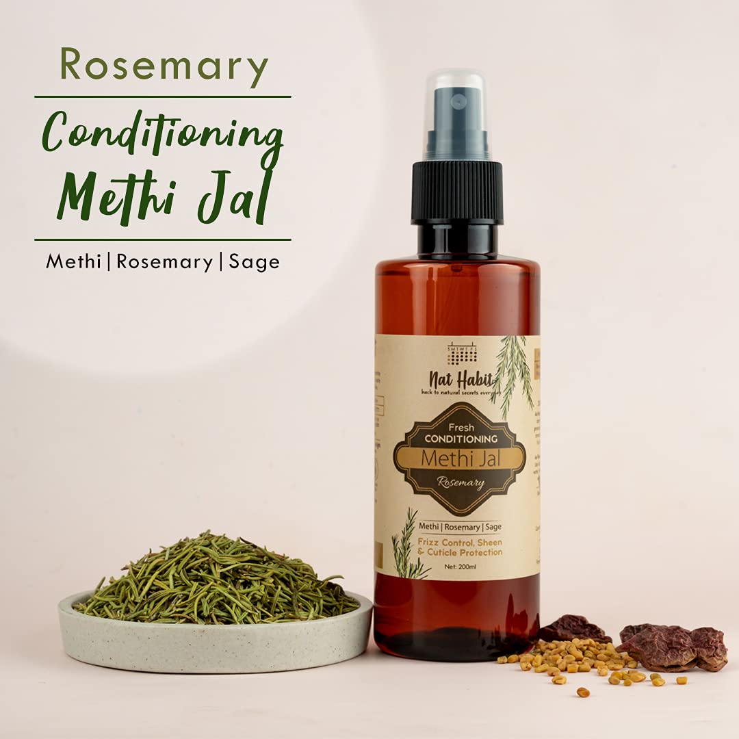 Nat Habit Rosemary & Fenugreek Hair Growth Serum with Apple Cider Vinegar & Sage - 200ml Hair Spray for Hair Fall Control, Smoothing & Softening | Daily Hair Care for Thicker, Healthier Locks