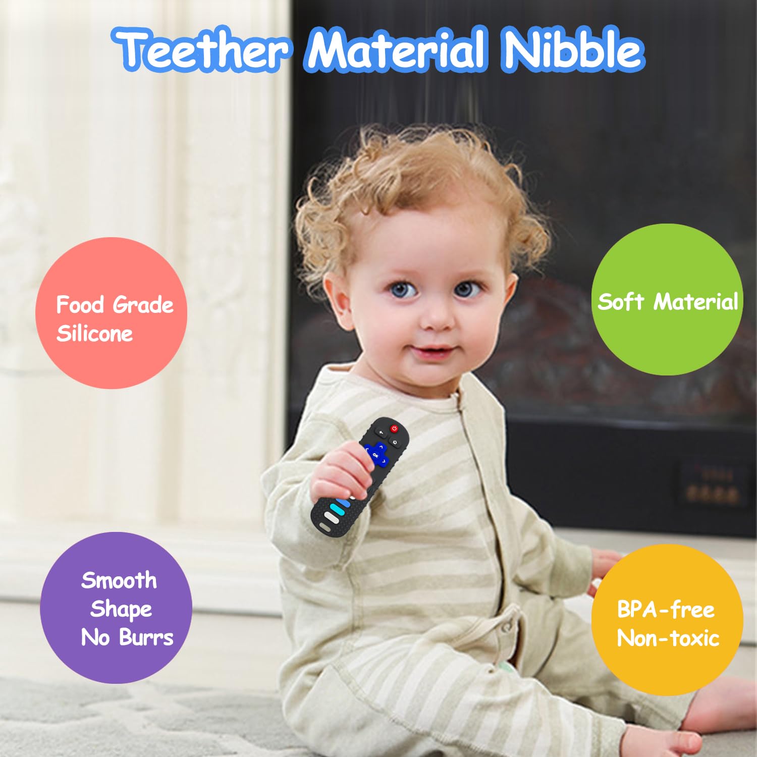 YAPROMO Baby Teething Toys - 2 Pack TV Remote Shaped Teethers, Food Grade Silicone Chew Toy for Infants & Toddlers | Perfect for Soothing Sore Gums at Home or On-the-Go