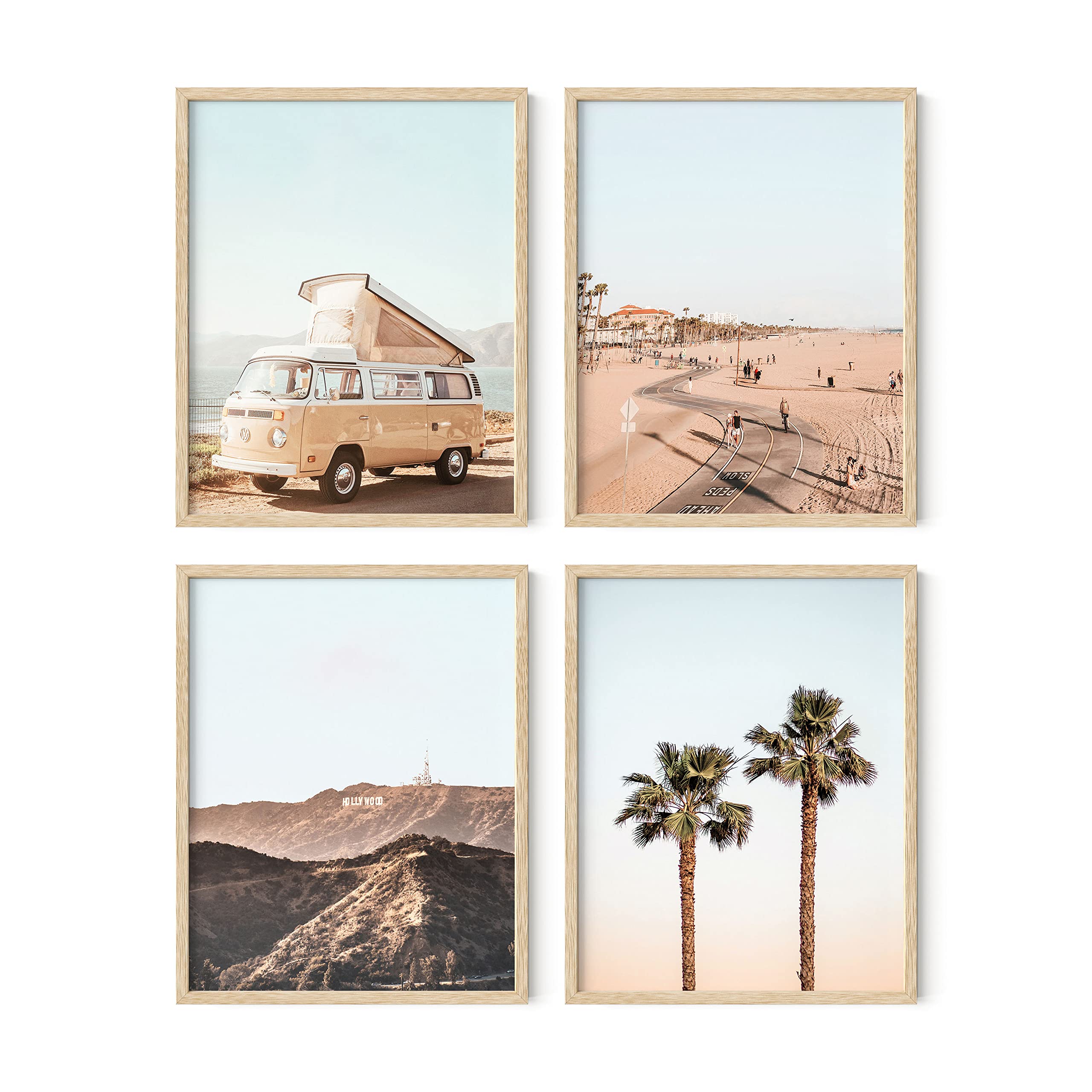 HAUS AND HUES Coastal Beach Decor Set of 4 Framed Art Prints - 8x10 Beige Framed Wall Art for Beach House, Bathroom & Living Room Decor | Perfect for Coastal Home Decor, Vacation Rental & Seaside Themed Spaces