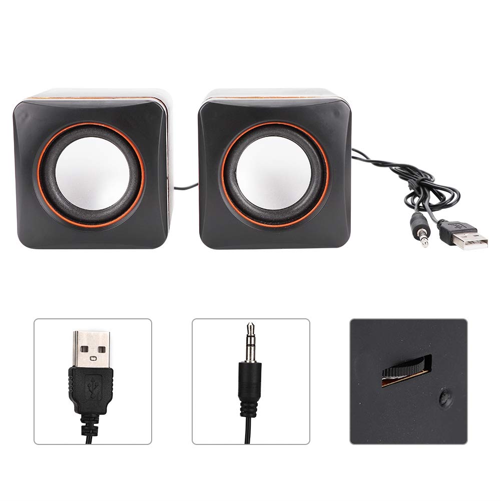 Mini USB Stereo Computer Speaker with 3.5mm Jack - Compact Cube Design for Desktop, Laptop & PC (Dual Track) - Perfect for Home Office, Gaming & Music Listening