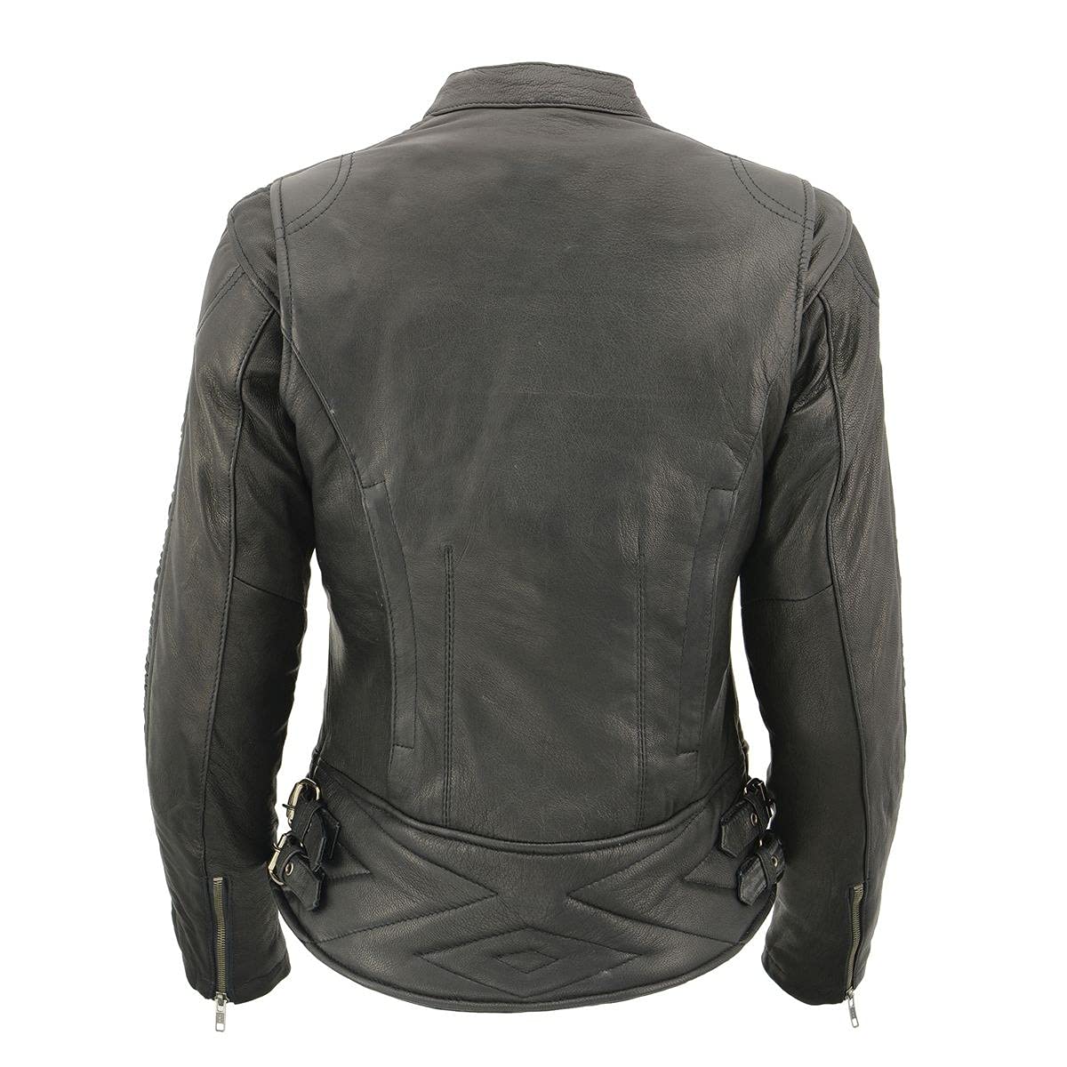 Milwaukee Leather MLL2571 Women's Black Crinkled Arm Lightweight Racer Jacket - Stylish Motorcycle & Casual Wear for Women