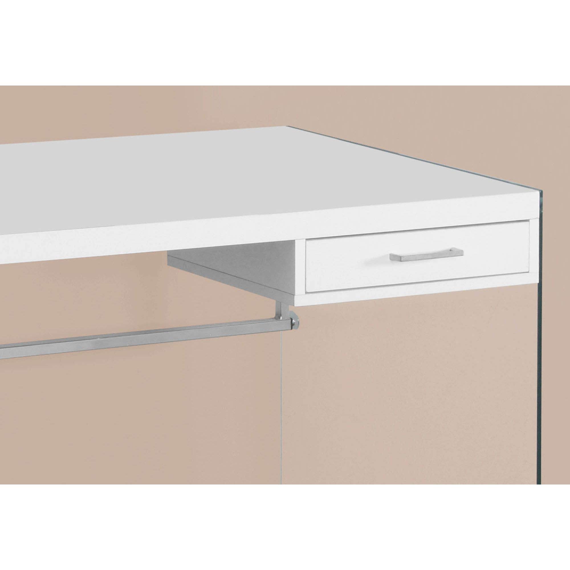 Offex 48 Inch Modern Glass Top Computer Desk with Sturdy Tempered Glass Legs - White & Clear Finish for Home Office, Gaming, and Workspace Setup