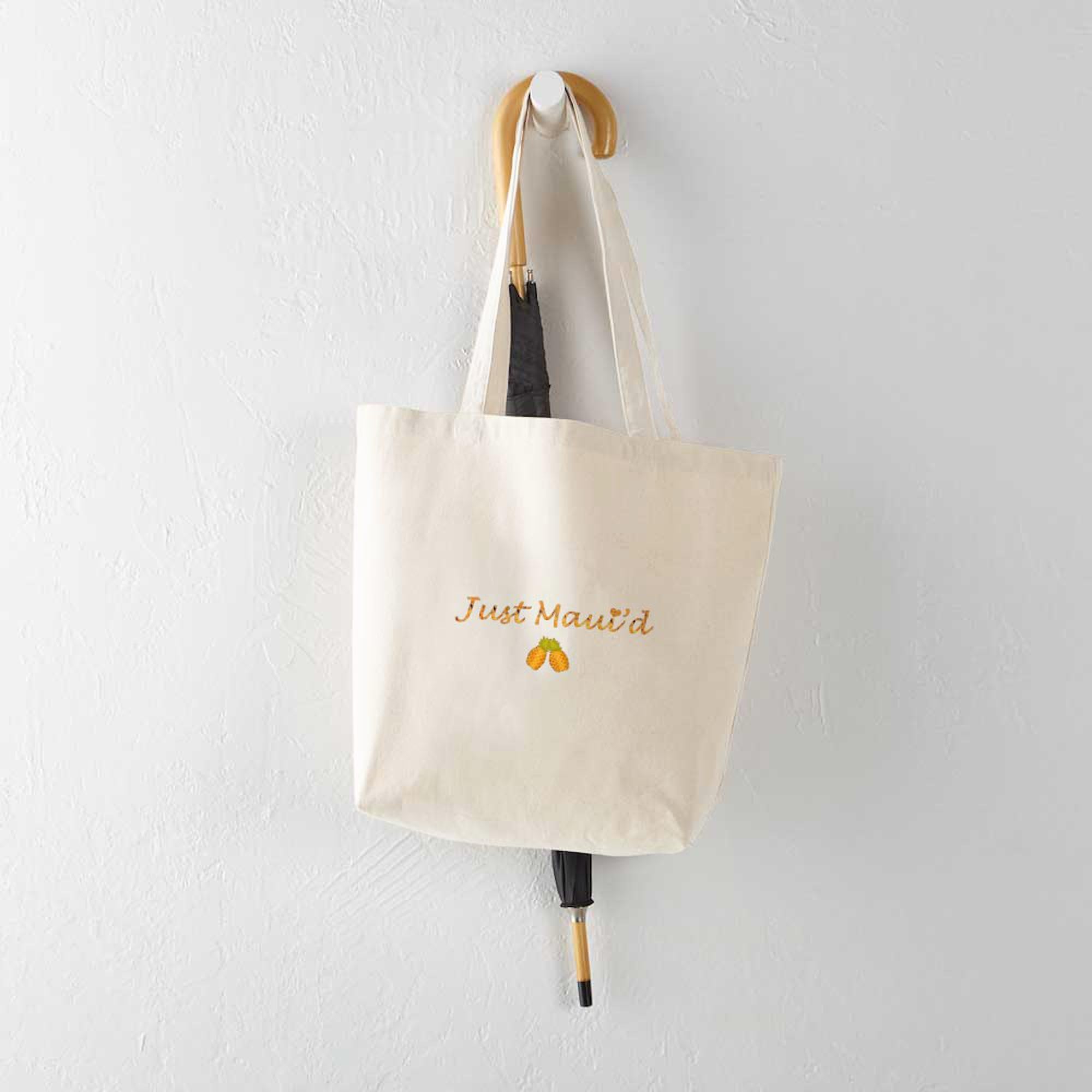 Just Maui'd Pineapple Logo Tote Bag - Natural Canvas Reusable Shopping Bag for Beach, Grocery & Travel - Eco-Friendly Carryall for Women & Men