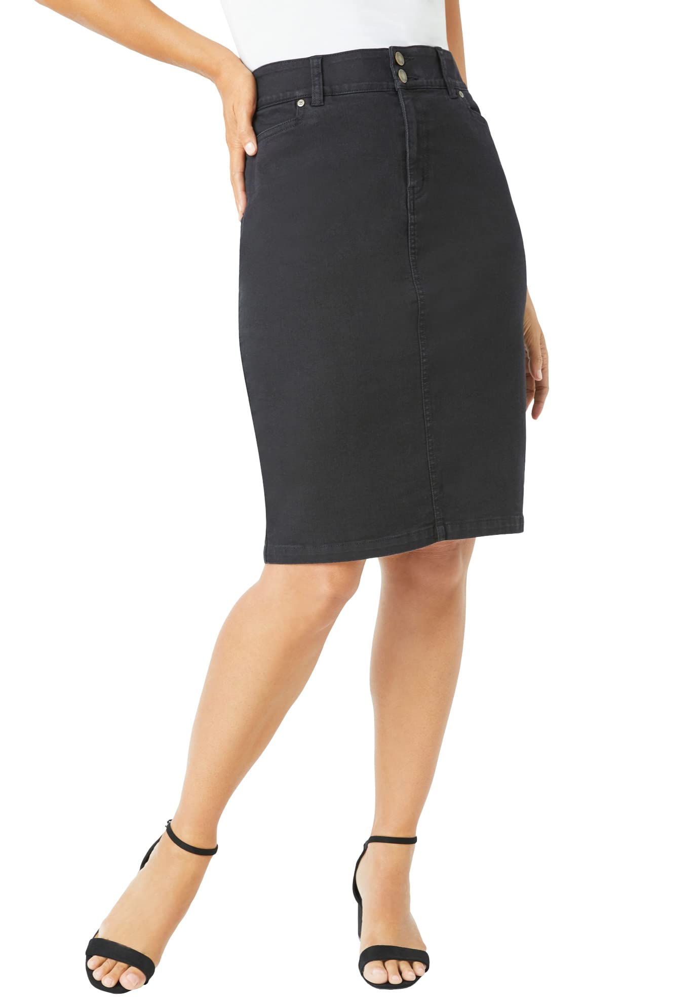 Plus Size Tummy Control Denim Skirt for Women - Comfort & Style for Work & Outings