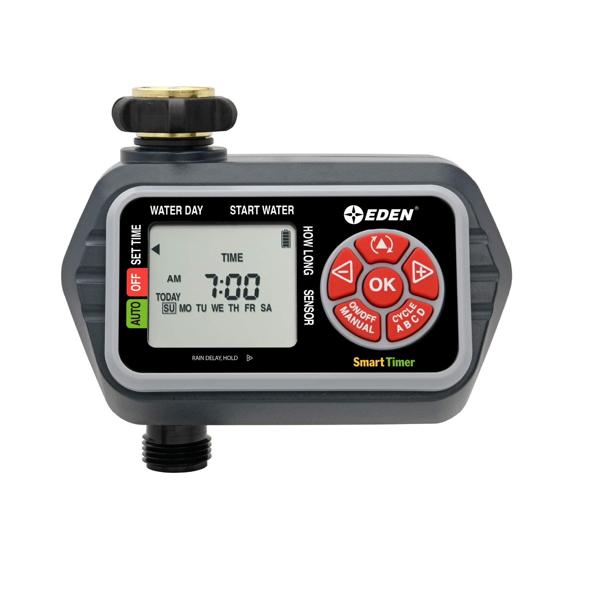 Eden 25411 1-Zone Programmable Digital Water Timer with Wireless Soil Moisture Sensor - Smart Irrigation for Lawns, Gardens & Indoor Plants