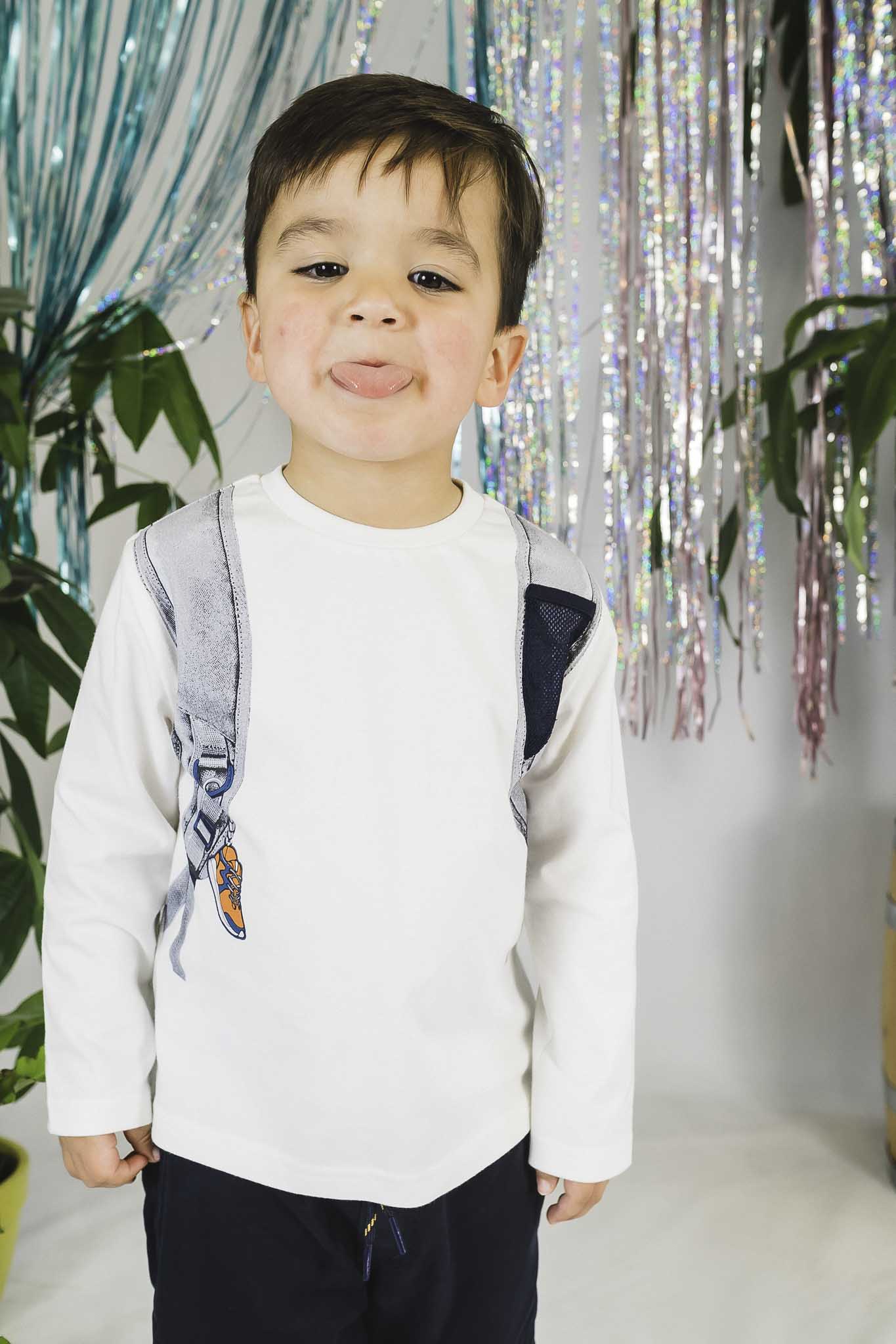 Adorable Cream Backpack Shirt for Toddler Boys - Soft Cotton Kids' T-Shirt with Cute Backpack Design - Perfect for Preschool, Daycare & Outdoor Play