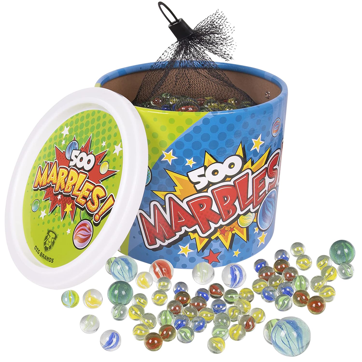 500 Pack Assorted Colorful Glass Marbles - Classic Retro Toys for Kids, Marble Games & Nostalgic Play | Bulk Set for Party Favors, Fish Tank Decor, Vase Filler & Sensory Play Activities