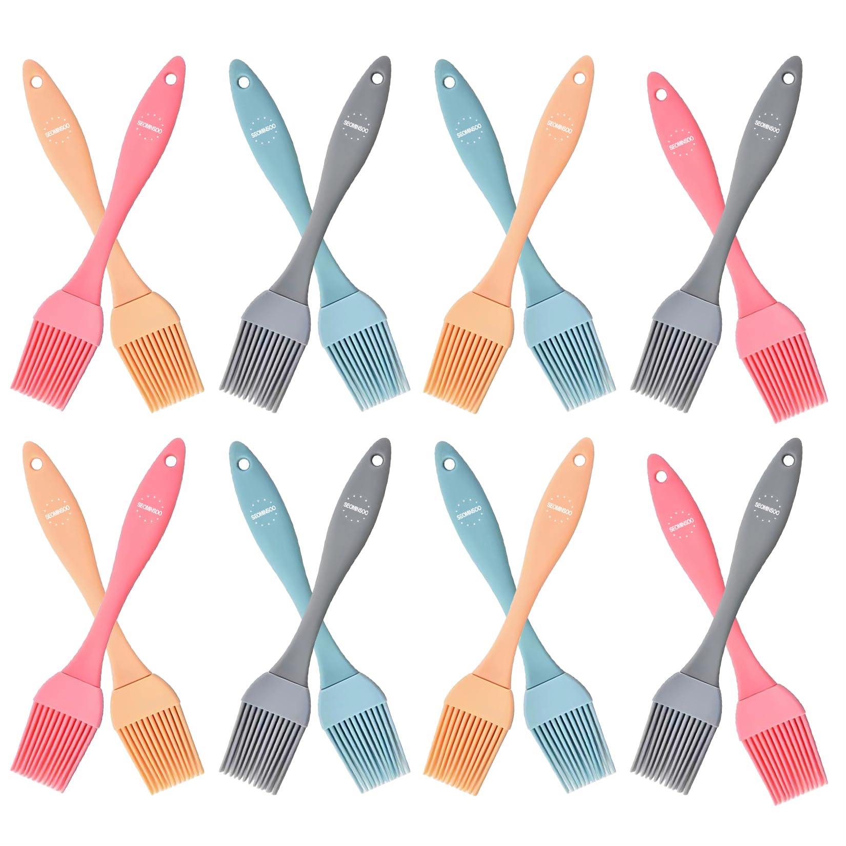 16 Pcs Silicone Basting Pastry Brush Set - Non-Stick Heat-Resistant Cooking Brushes for Oil, Sauce, Butter & Marinades | Perfect for BBQ, Grilling, Baking Cakes, Pastries, Meats & Desserts | Ideal for Home Kitchen & Professional Use