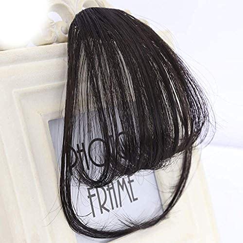 D-DIVINE Clip On Clip In Front Hair Bang Fringe Hair Extension Piece - Thin Natural Black Hair Extensions for Women & Girls - Perfect for Daily Wear, Cosplay & Hairstyle Transformations