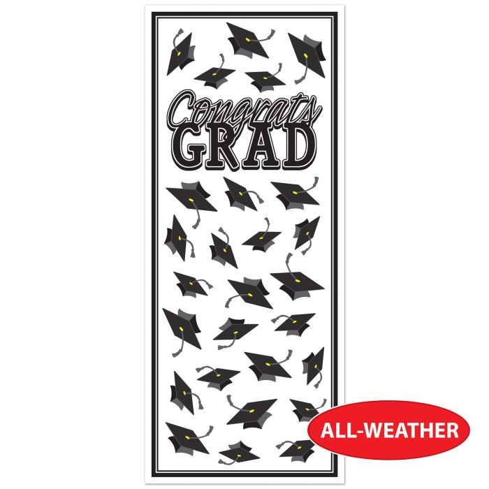 12 Pack Beistle Black Congrats Grad Door Cover - Graduation Party Decorations for Doors, Walls & Windows - Perfect for High School & College Graduation Celebrations