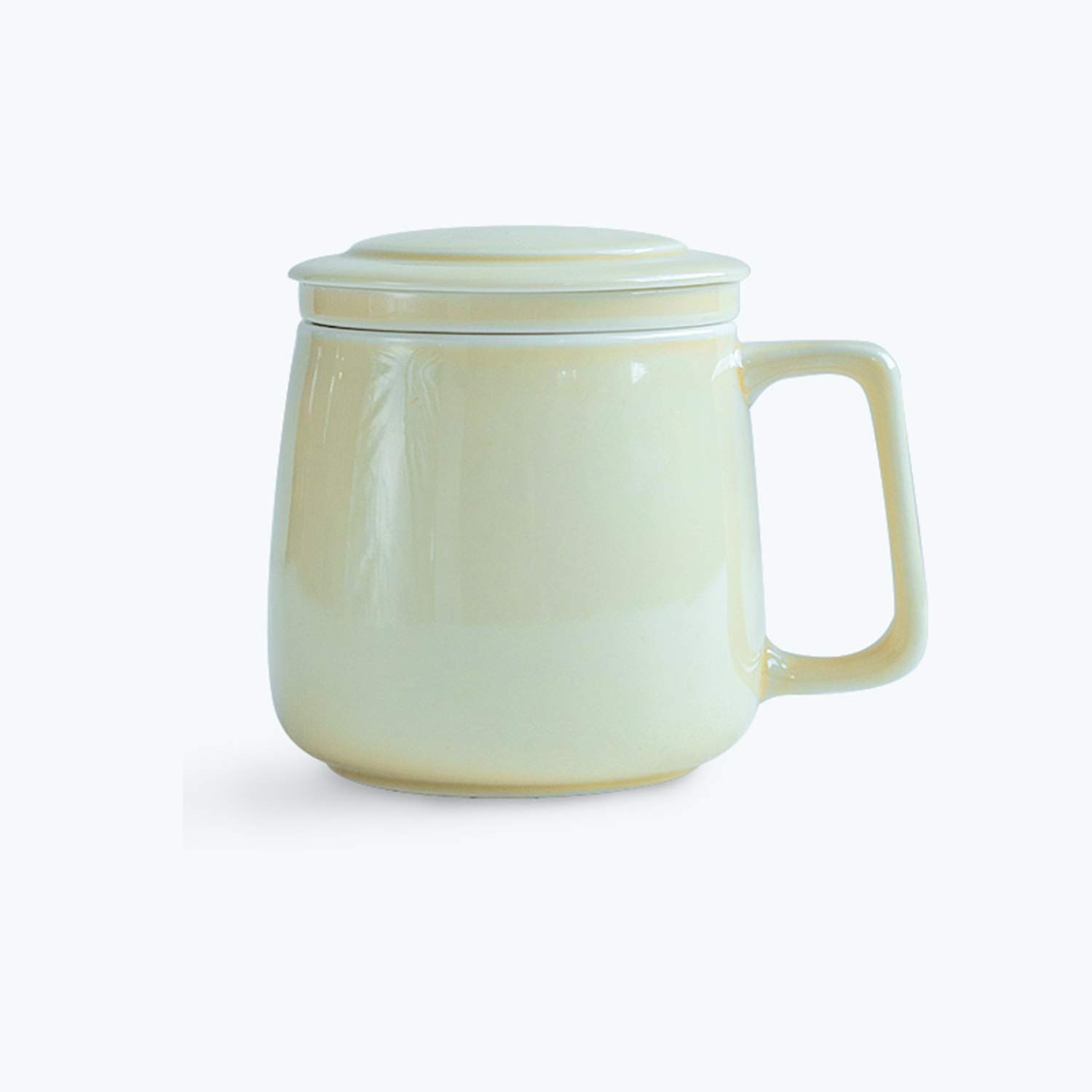 Premium Ceramic Tea Infuser Mug with Lid - 8oz Black Tea Cup with Built-in Strainer, Portable Travel Tea-For-One Set (Yellow) - Perfect for Home, Office & On-the-Go Tea Lovers