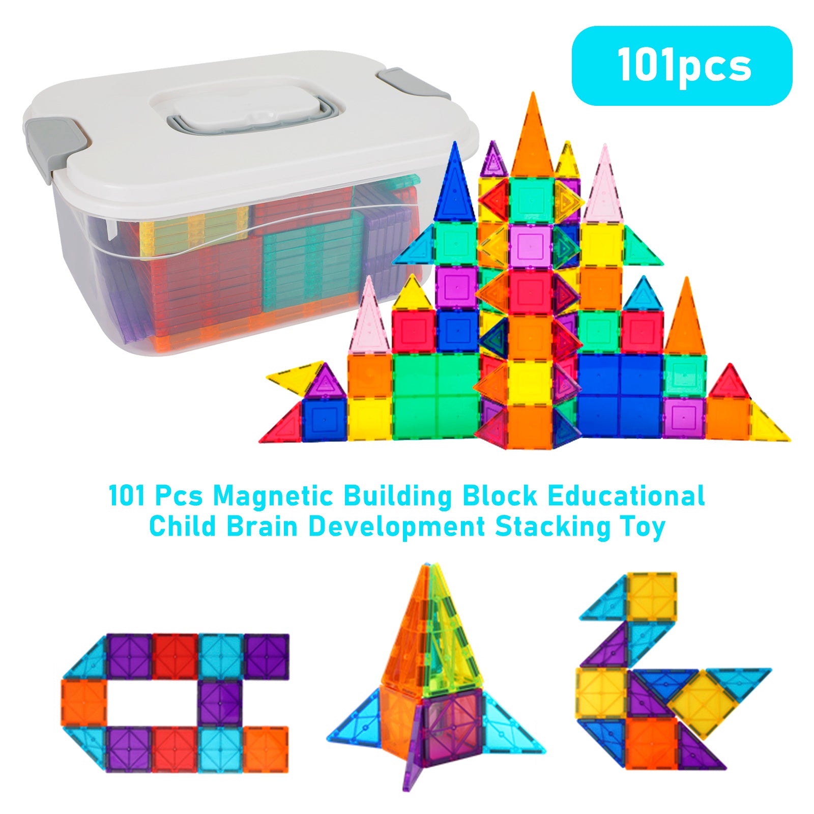 101 Pcs Magnetic Building Blocks - STEM Educational Toys for Kids, Brain Development & Creative Stacking Play - Perfect for Preschool Learning & Indoor Family Fun