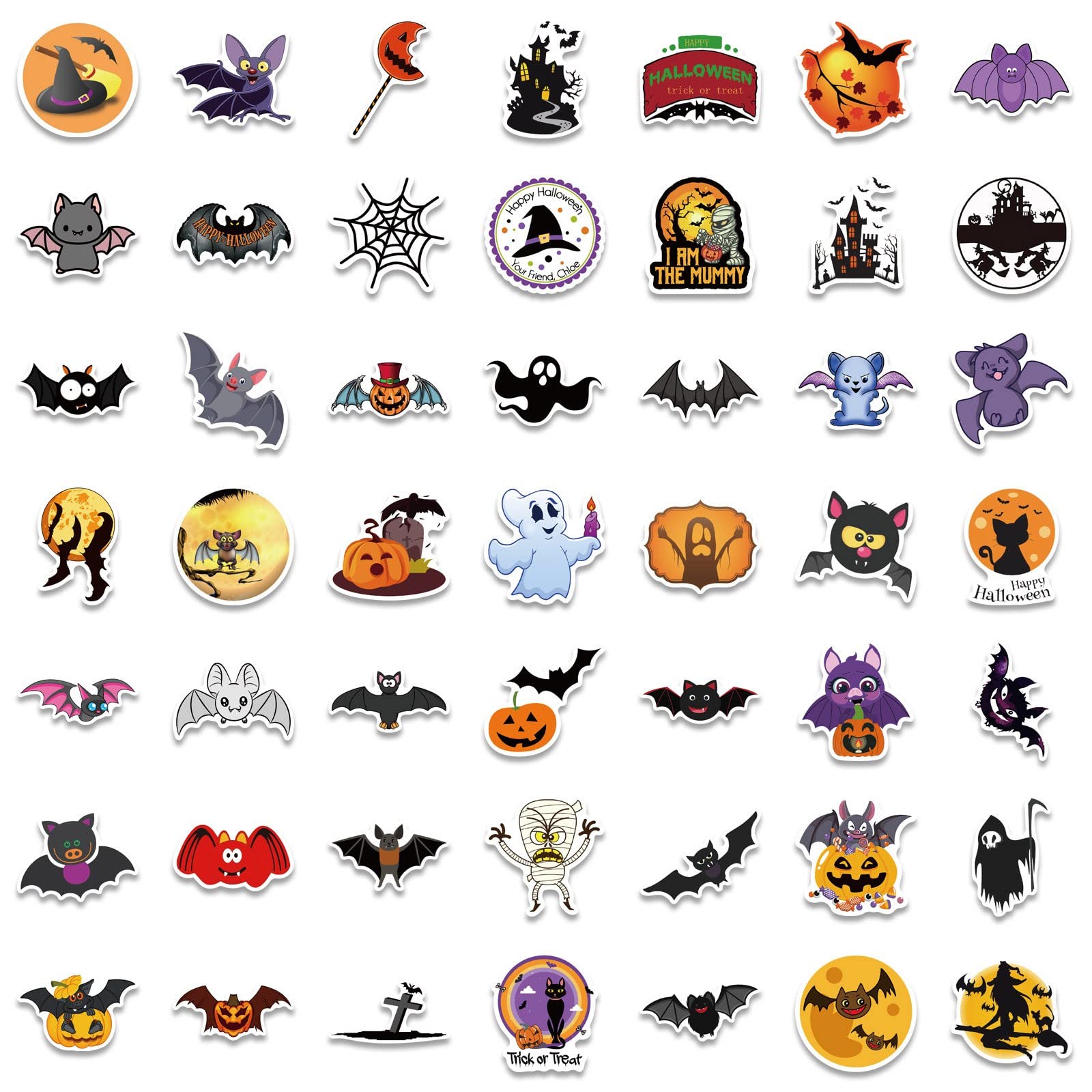 Halloween Bat Stickers - Waterproof DIY Decals for Luggage & Notebooks - Party & Home Decor
