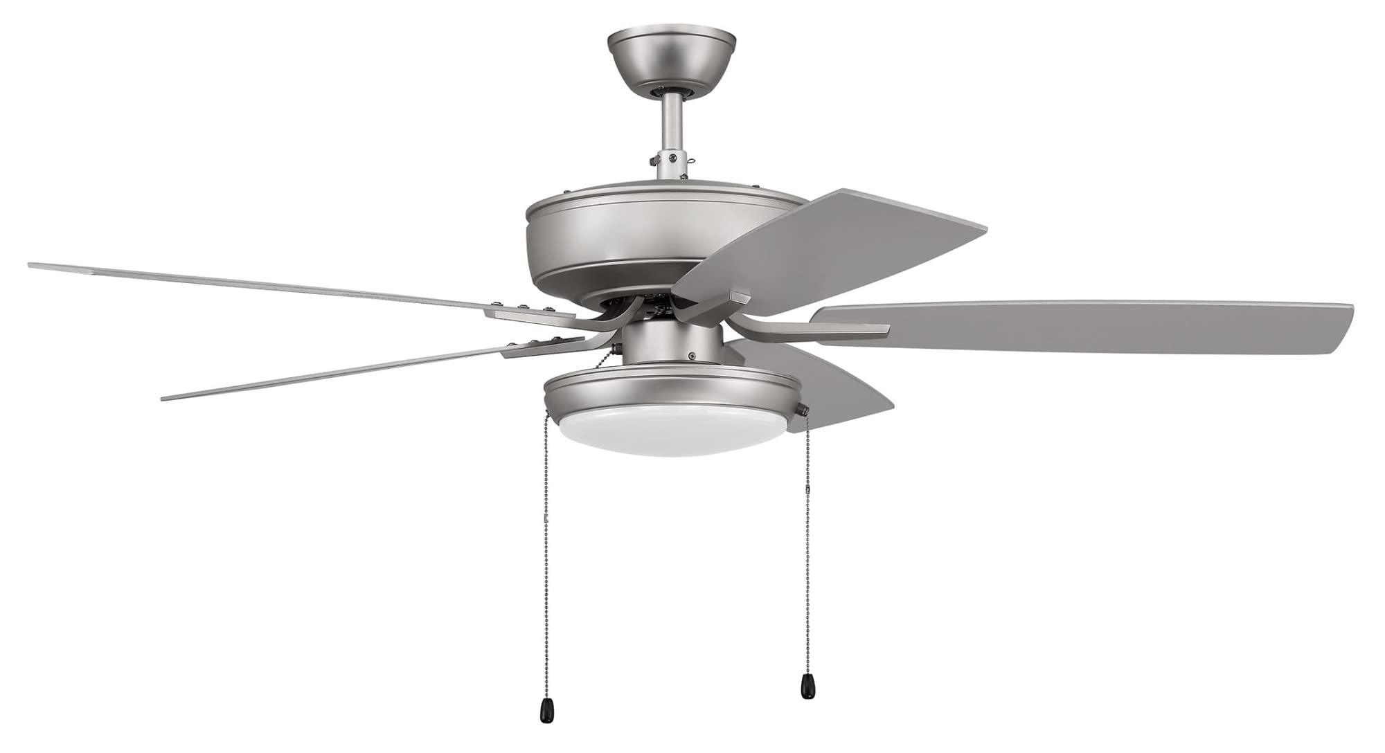 Craftmade P119BN5-52BNGW Pro Plus 52 Inch Ceiling Fan with LED Light Kit, Pull Chain Control, 5 Reversible Brushed Nickel/Greywood Blades - Perfect for Living Room, Bedroom & Outdoor Covered Patio