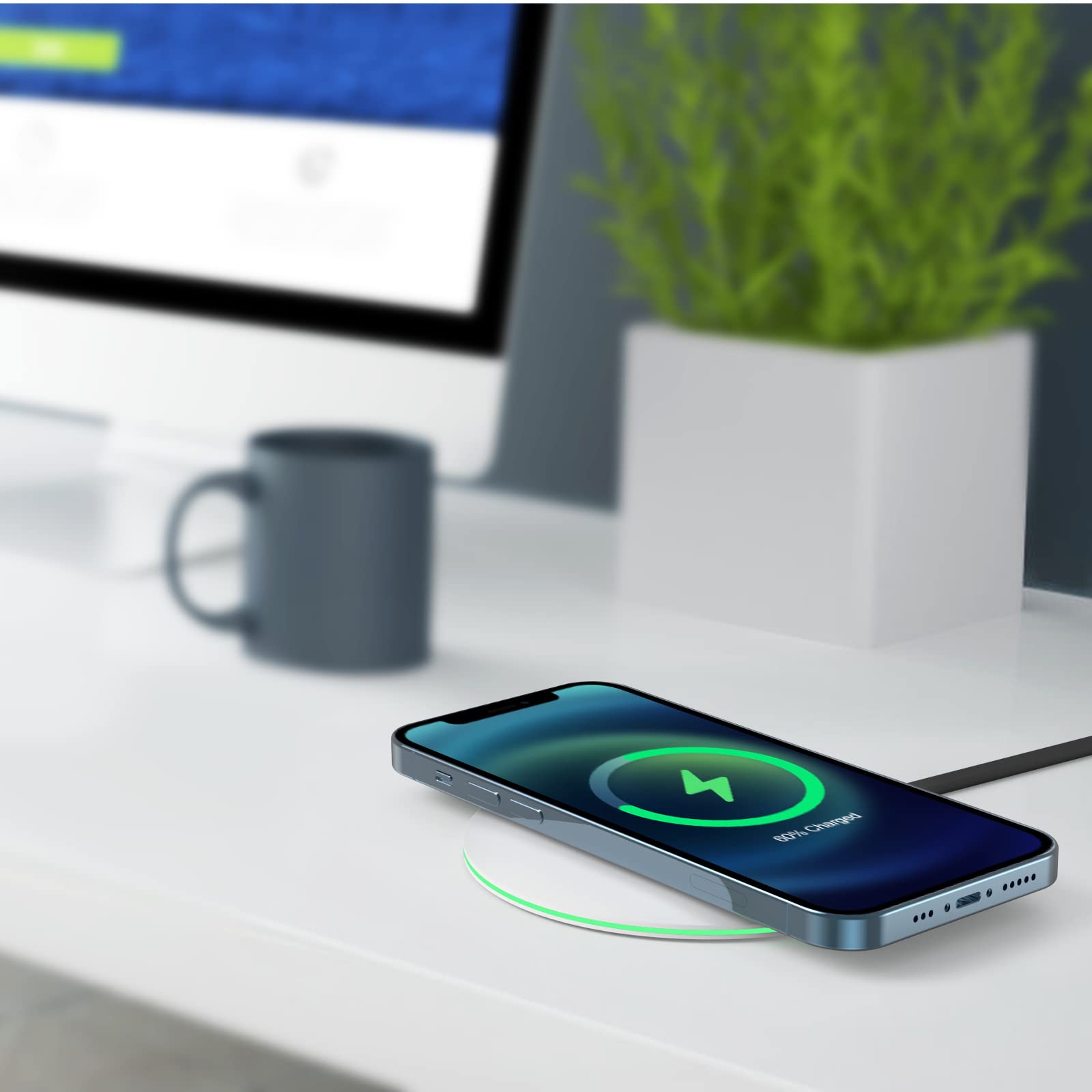 Fast Wireless Charger 15W for Ulefone Armor 12 5G - Qi Certified Charging Pad with LED Indicator, Stable & Efficient Charging - White (AC Adapter Not Included) | Perfect for Home, Office & Car Use