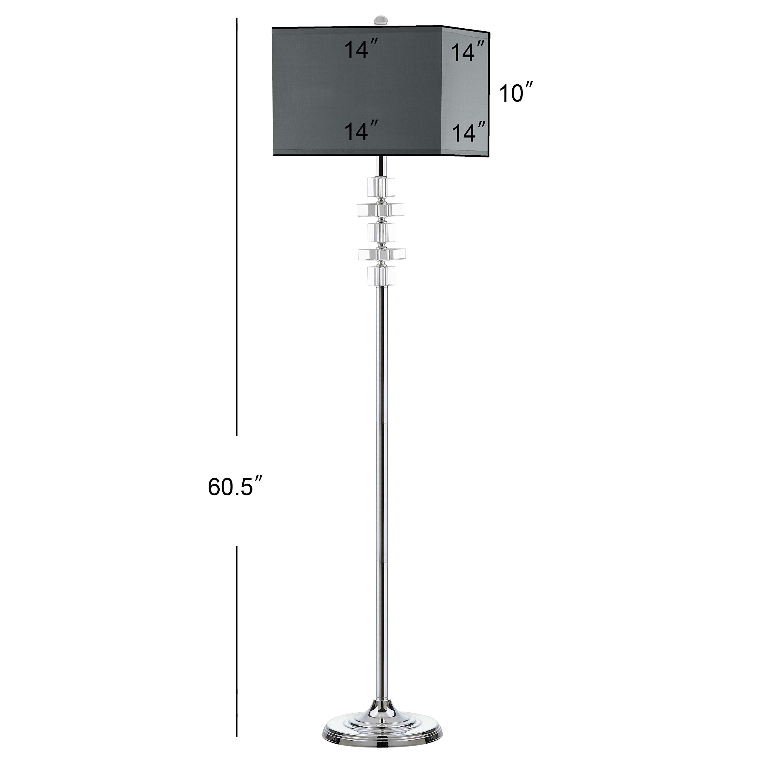 SAFAVIEH Times Square Modern Crystal & Chrome 60-inch LED Floor Lamp - Clear Glass Shade with Chrome Finish for Living Room, Bedroom, Home Office - Bright Ambient Lighting for Reading & Decor (Bulb Included)