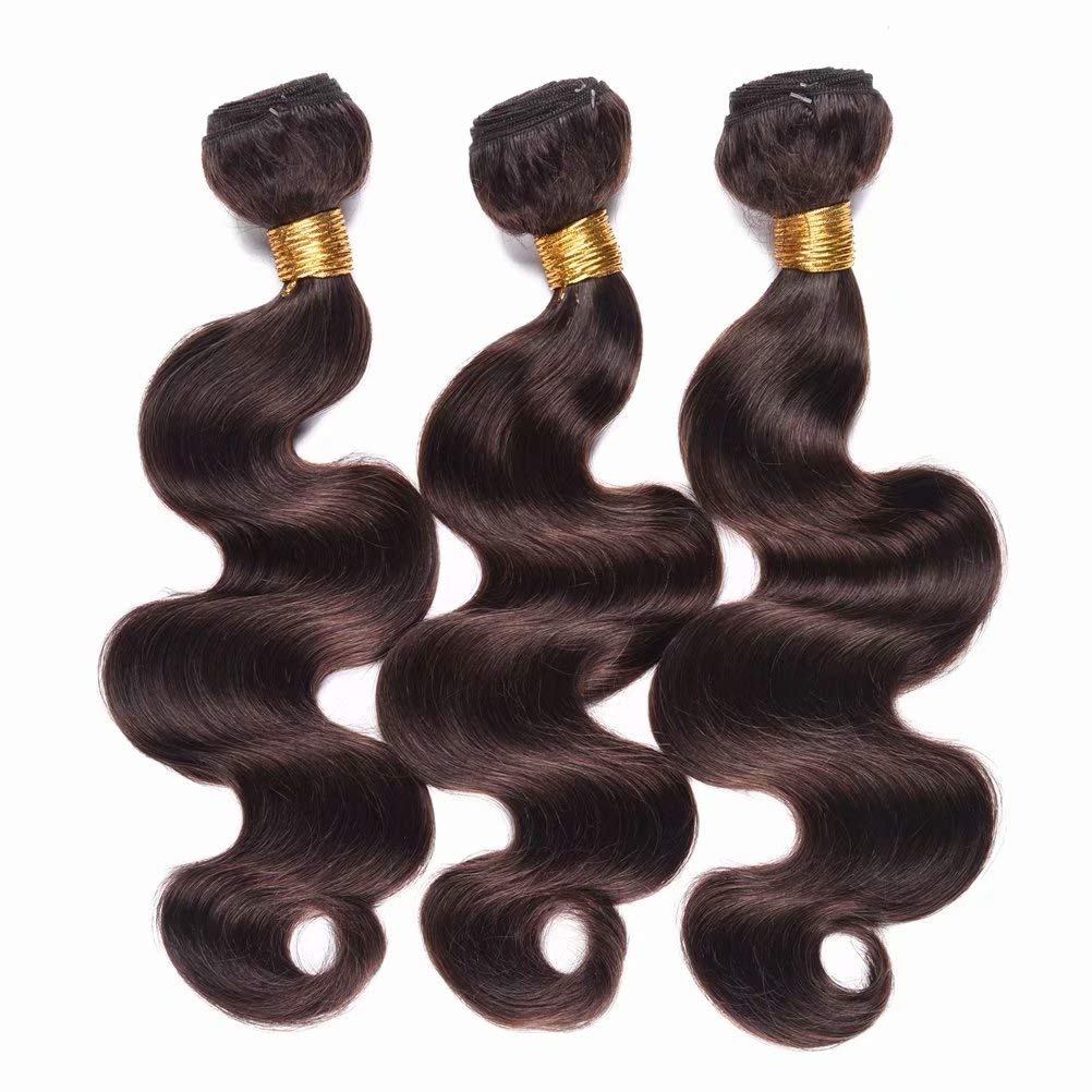 FEEL ME Brazilian Virgin Human Hair Bundles (14 16 18 Inch) - 100% Unprocessed Dark Brown Mink Hair Weft Extensions for Natural Weaving | Perfect for Salon Styling, Everyday Wear & Special Occasions