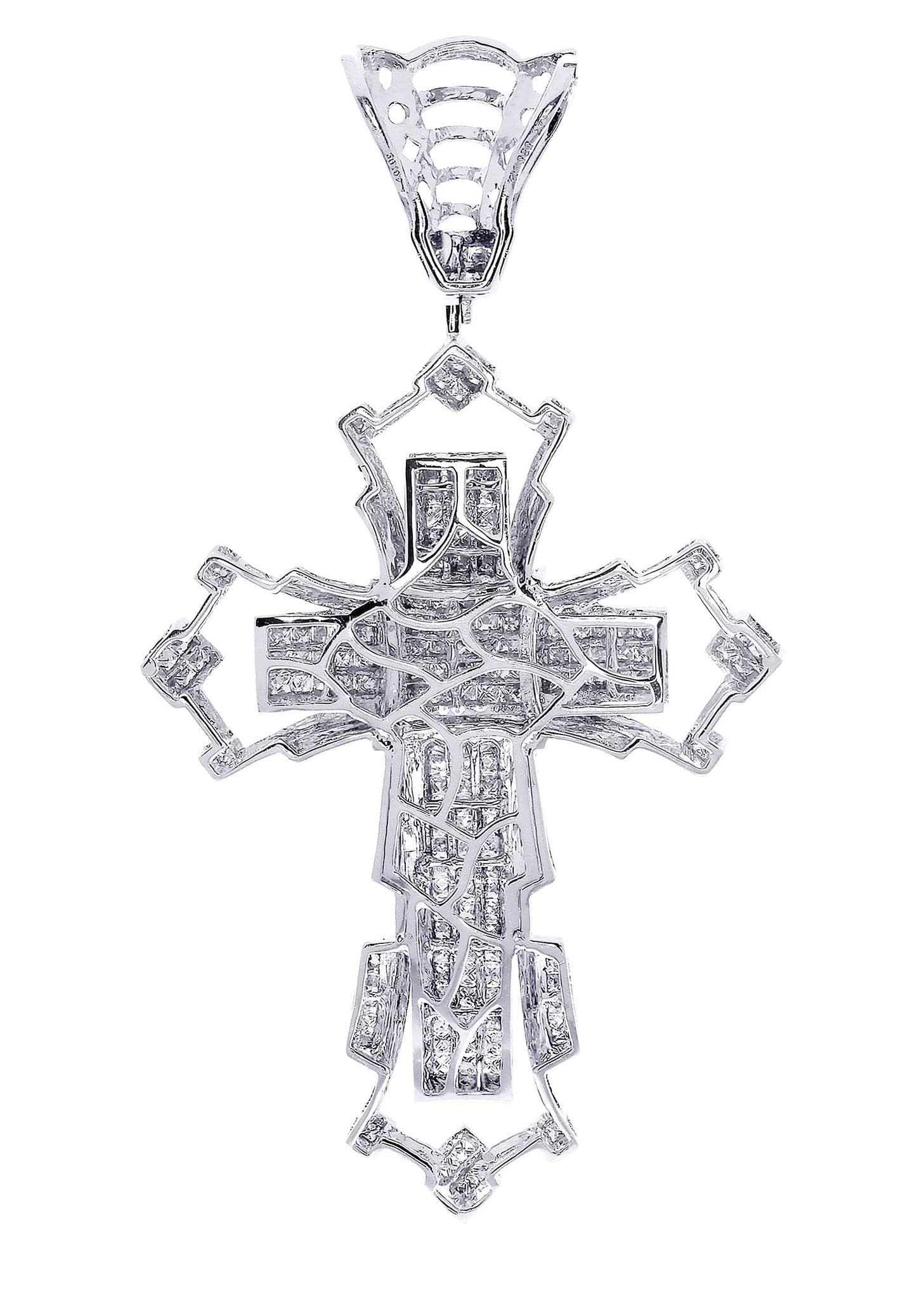 3.74 Carat Diamond Cross Pendant Necklace - 22.88 Grams Solid Gold Religious Jewelry for Women - Perfect for Baptism, First Communion & Special Occasions