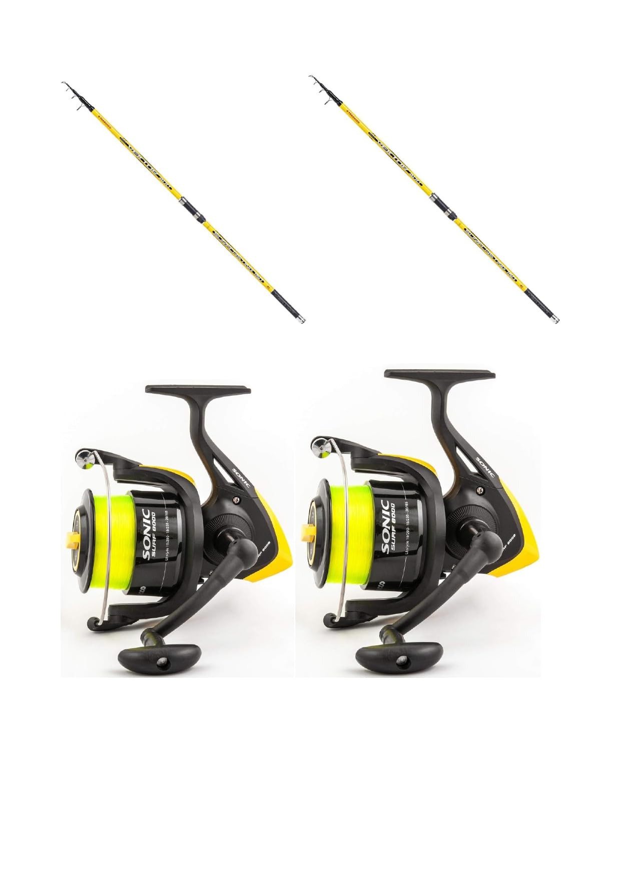 **Trabucco Vektor 4.20m 150g Surf Fishing Rod + 2 Trabucco Sonic 8000 MG Reels – Complete Surfcasting Kit for Saltwater Beach Fishing**    *(Perfect for Surf Fishing, Pier Fishing, and Coastal Angling Adventures)*