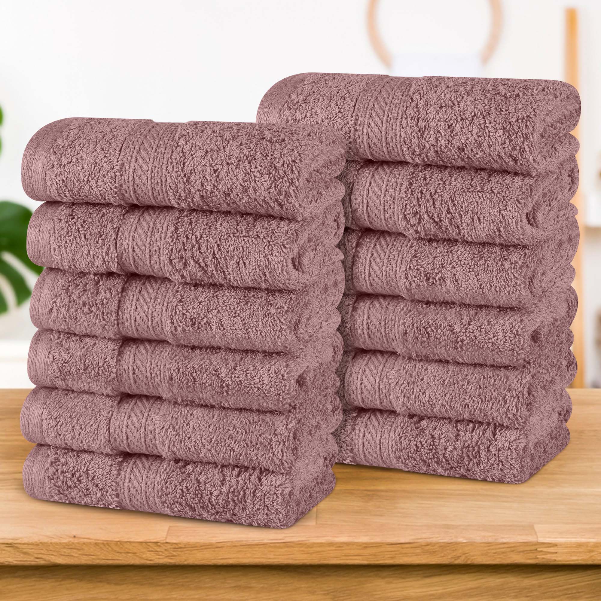 Premium Atlas Cotton Plush Heavyweight Luxury Face Towels & Washcloths - 12-Piece Set for Spa, Bathroom, and Gentle Skincare Routine