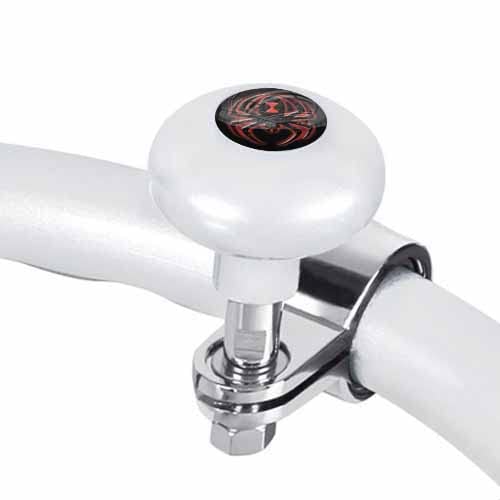 Pearl White Heavy Duty Steering Wheel Spinner Knob for Cars, Trucks, SUVs, Tractors & Boats - Red Black Widow Spider Design - Easy Grip & Control for Off-Road, Towing & Custom Vehicles