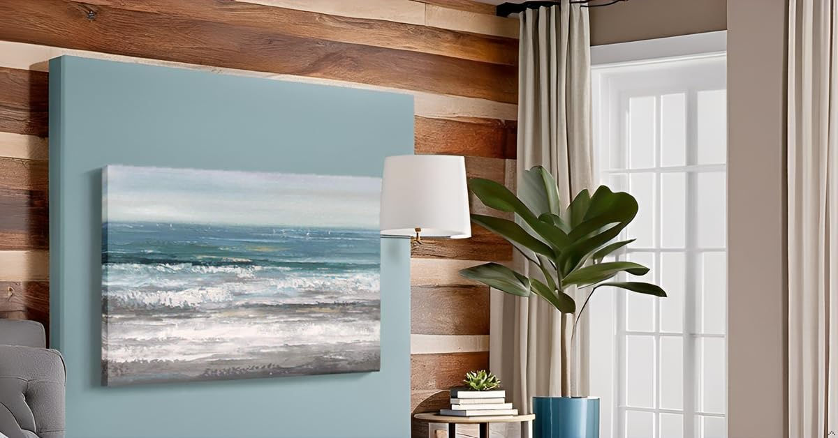 Yihui Arts Large Modern Abstract Seascape Canvas Painting - Hand Painted Ocean Beach Wall Art for Living Room Decor | Coastal Home Artwork for Beach Houses & Seaside Themed Interiors