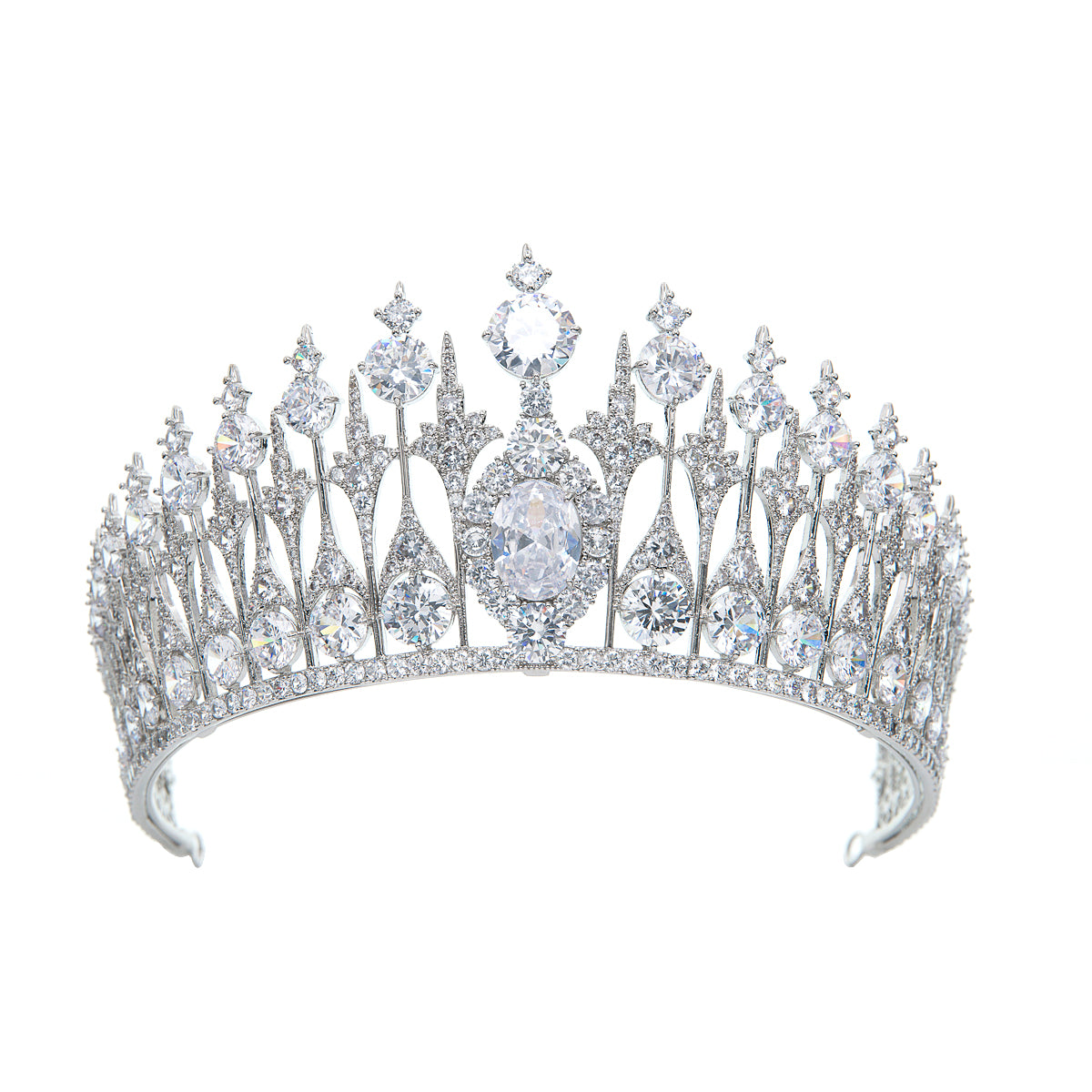 8cm Zirconia Dutch Sapphire Replica Tiara for Wedding & Bridal - Crystal Queen Crown for Women HG010SIL - Perfect for Bridal Showers, Pageants & Special Occasions