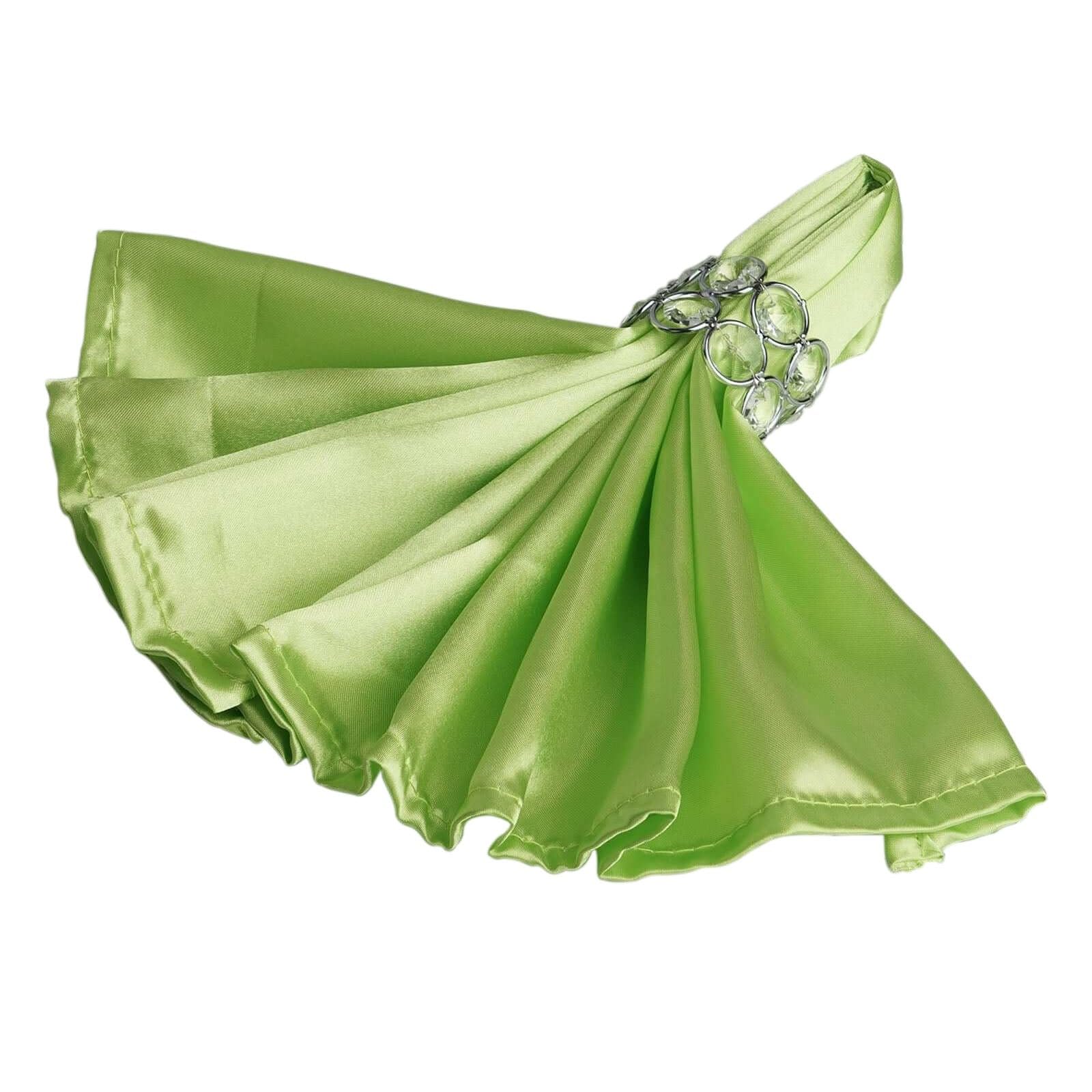 20-Pack 20-Inch Apple Green Satin Dinner Napkins for Wedding, Party, Reception - Elegant Table Linens for Restaurant, Kitchen & Home Decor
