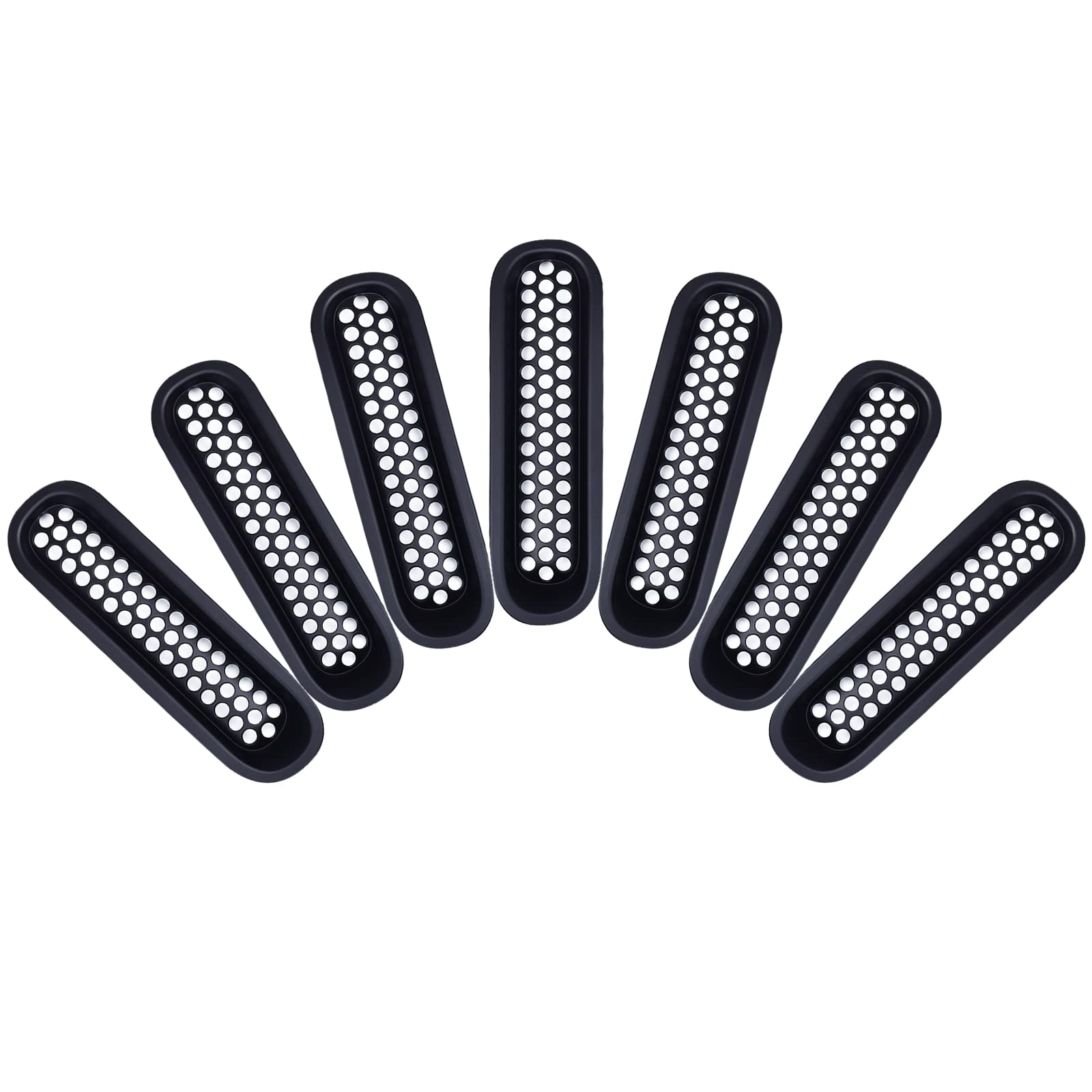 AggAuto Matte Black Grille Inserts for Jeep Wrangler JK & JKU (2007-2018) - 7-Piece Front Mesh Grill Cover Accessories | Off-Road Protection & Stylish Upgrade