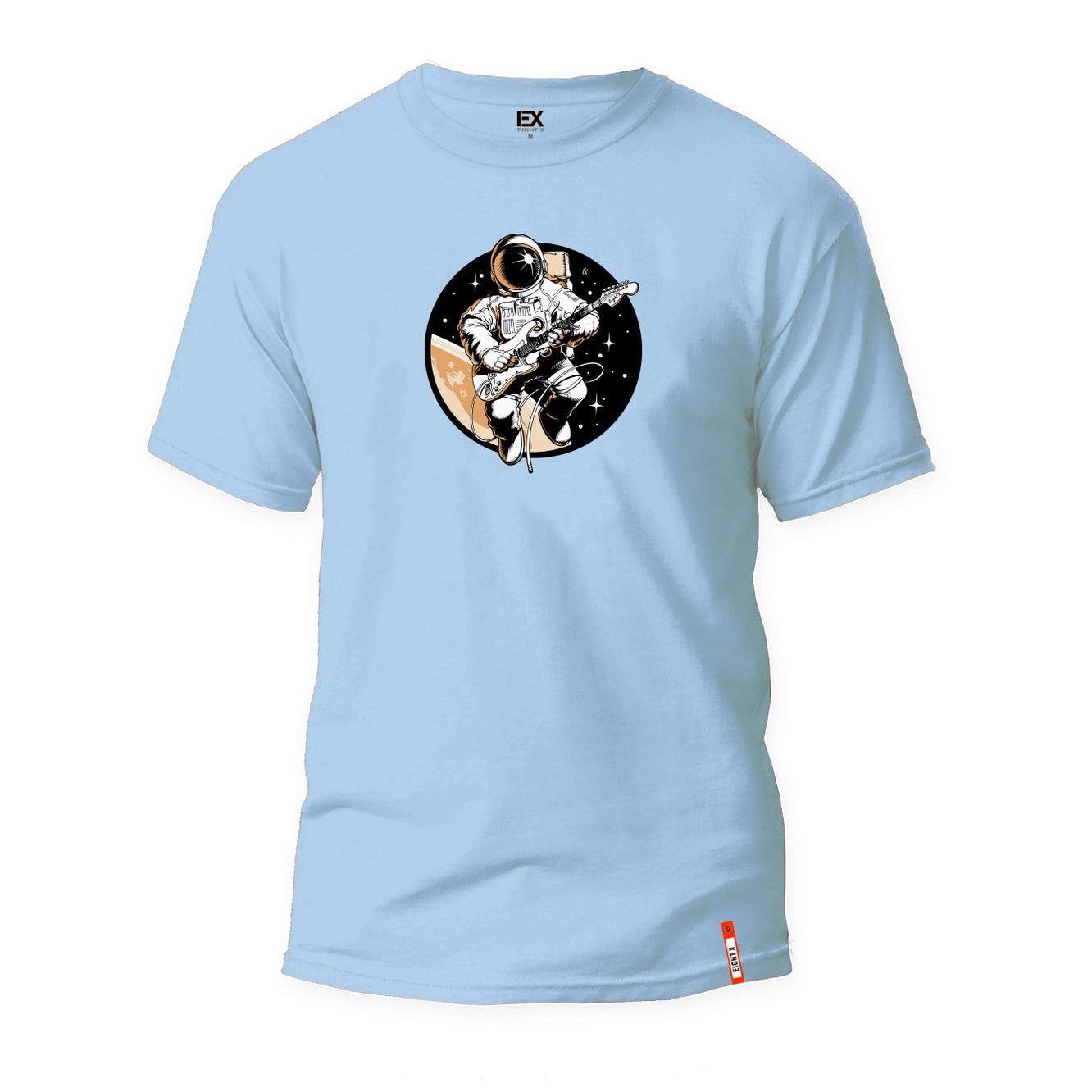 Eight X Space Rock Graphic T-Shirt for Men - Blue Cotton Tee with Cool Galaxy Print | Casual Streetwear & Festival Outfit