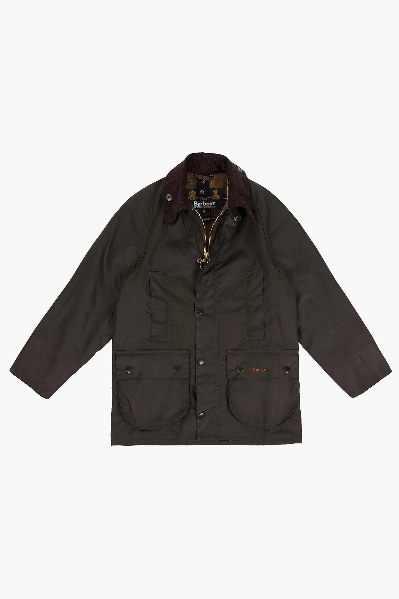 Boys Olive Green Beaufort Wax Jacket - Waterproof & Windproof Outdoor Coat for Hiking, Camping, and School