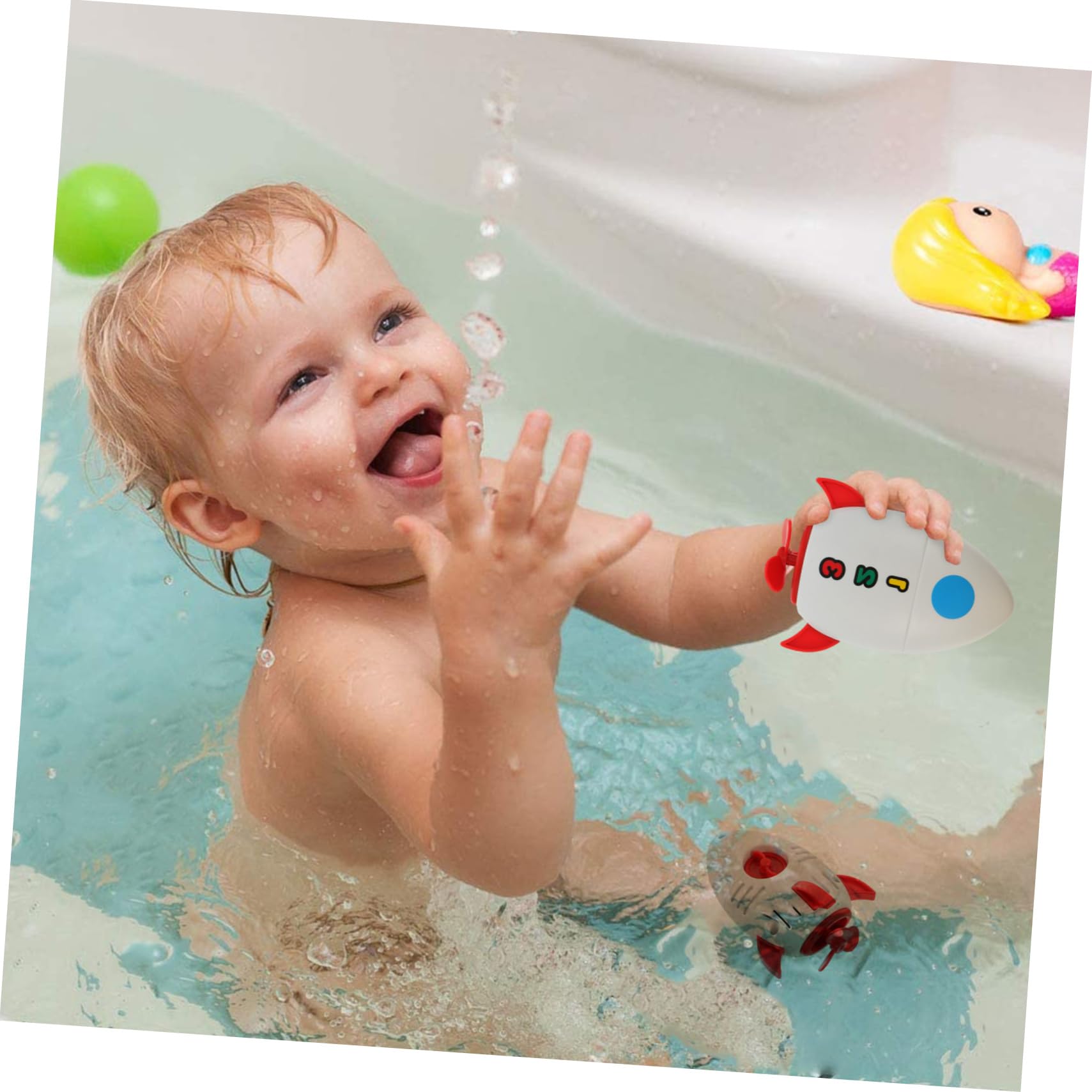 VICASKY 6-Piece Water Rocket Bath Toys Set - Wind-Up Clockwork Swimming Pool & Bathtub Play Toys for Kids - Fun Bath Time & Pool Party Games for Toddlers & Children