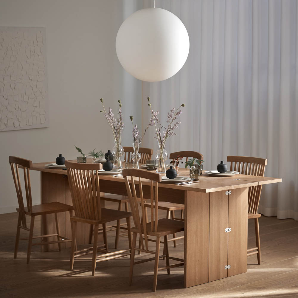 PRE ORDER DESIGN HOUSE STOCKHOLM Flip Table, Solid Oak - Folding Dining Table, Space Saving Furniture for Small Apartments, Kitchen, or Outdoor Patio (3 Sizes Available)