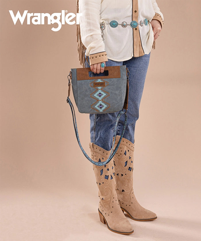 Wrangler Aztec Embroidered Crossbody Bag for Women - Stylish Boho Purse with Adjustable Strap, Perfect for Travel, Shopping & Daily Use